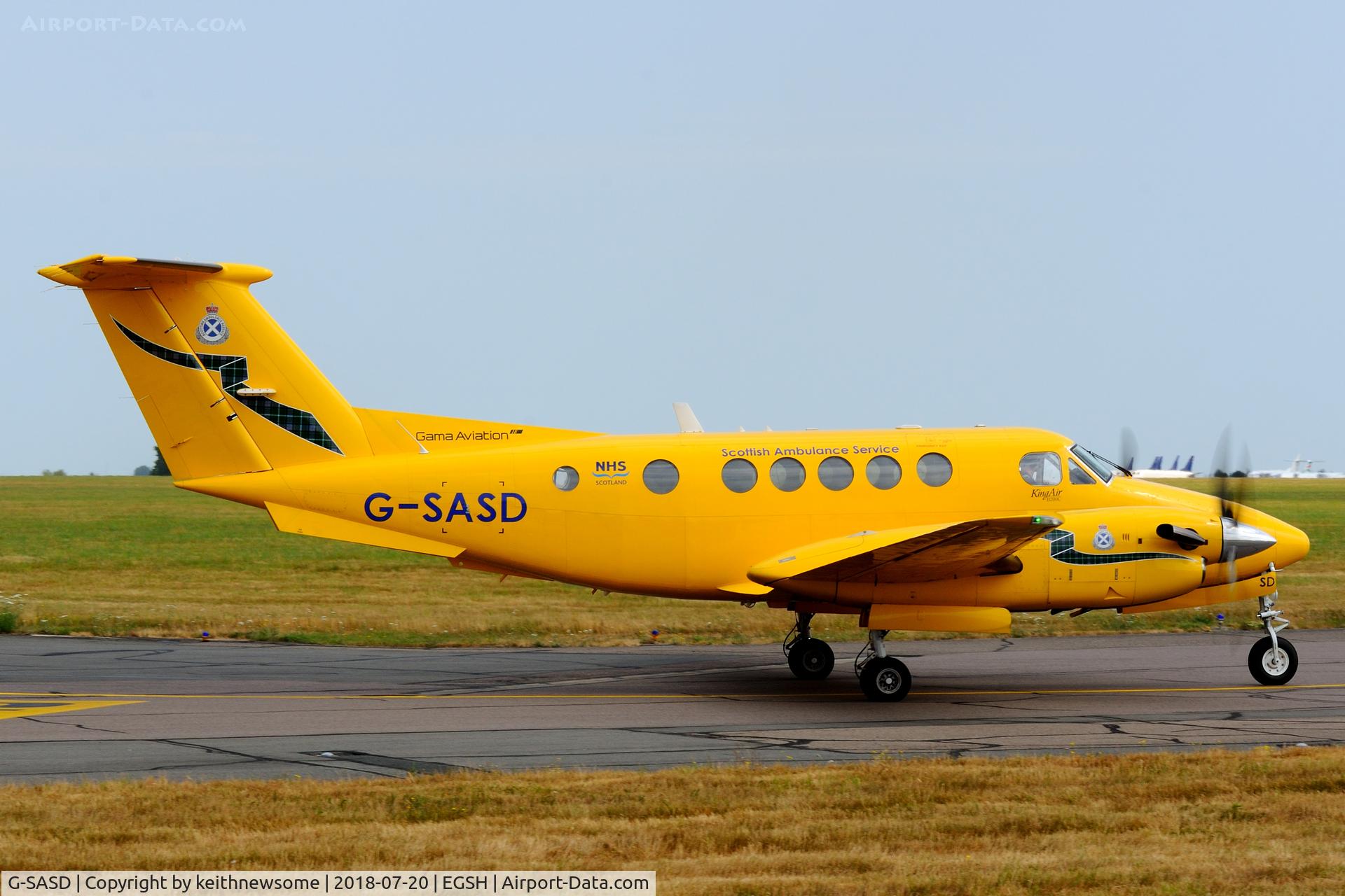 G-SASD, 2005 Beech B200C Super King Air King Air C/N BL-151, Leaving Norwich for Aberdeen.