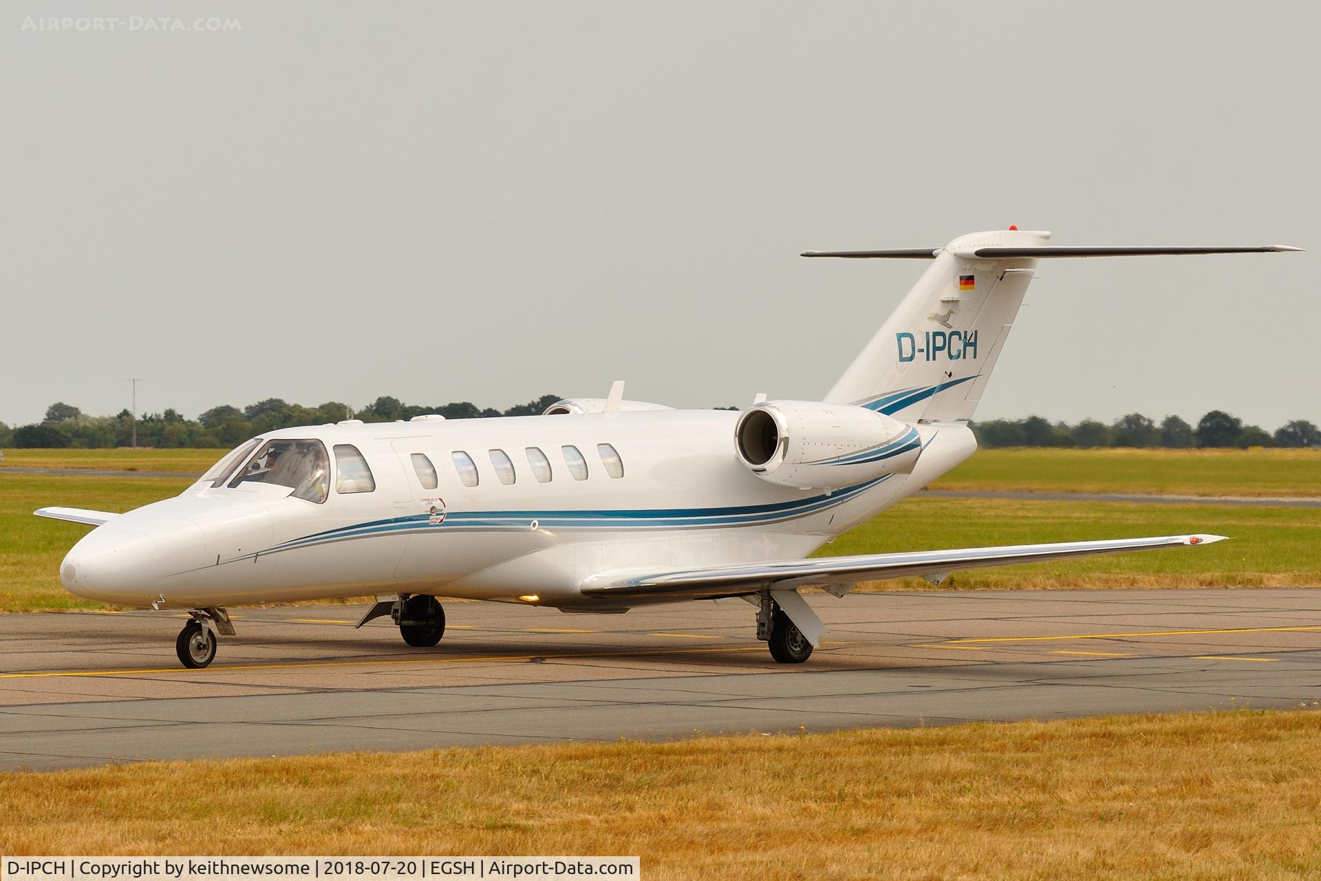 D-IPCH, 2007 Cessna 525A CitationJet CJ2+ C/N 525A-0347, Arriving at Norwich from Paderborn.