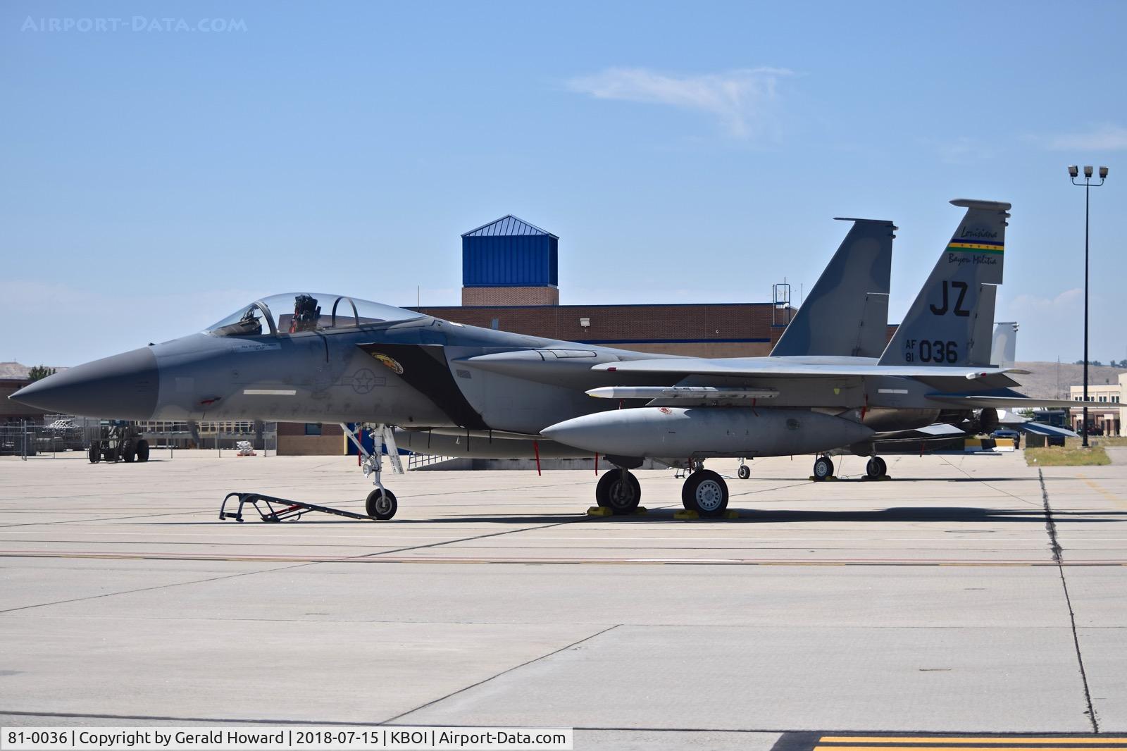 81-0036, 1981 McDonnell Douglas F-15C Eagle C/N 0776/C219, Parked on the Idaho ANG ramp. 122nd Fighter Sq. 