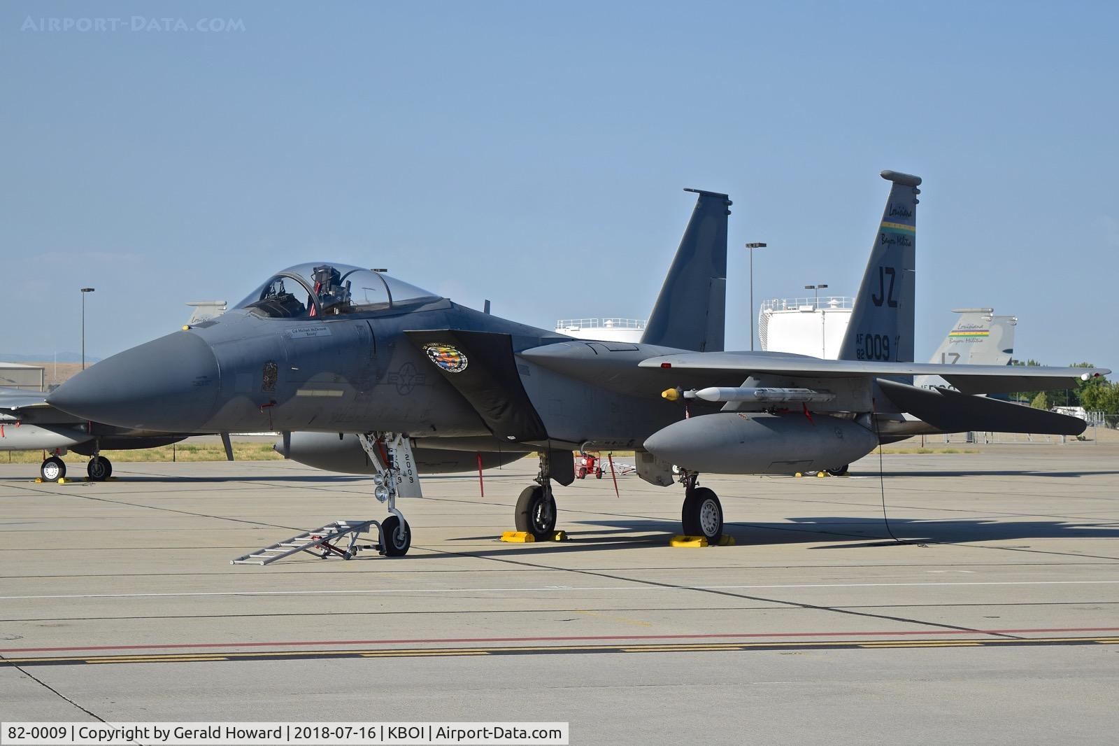82-0009, 1982 McDonnell Douglas F-15C Eagle C/N 0820/C240, Parked on the Idaho ANG ramp. 122nd Fighter Sq. 