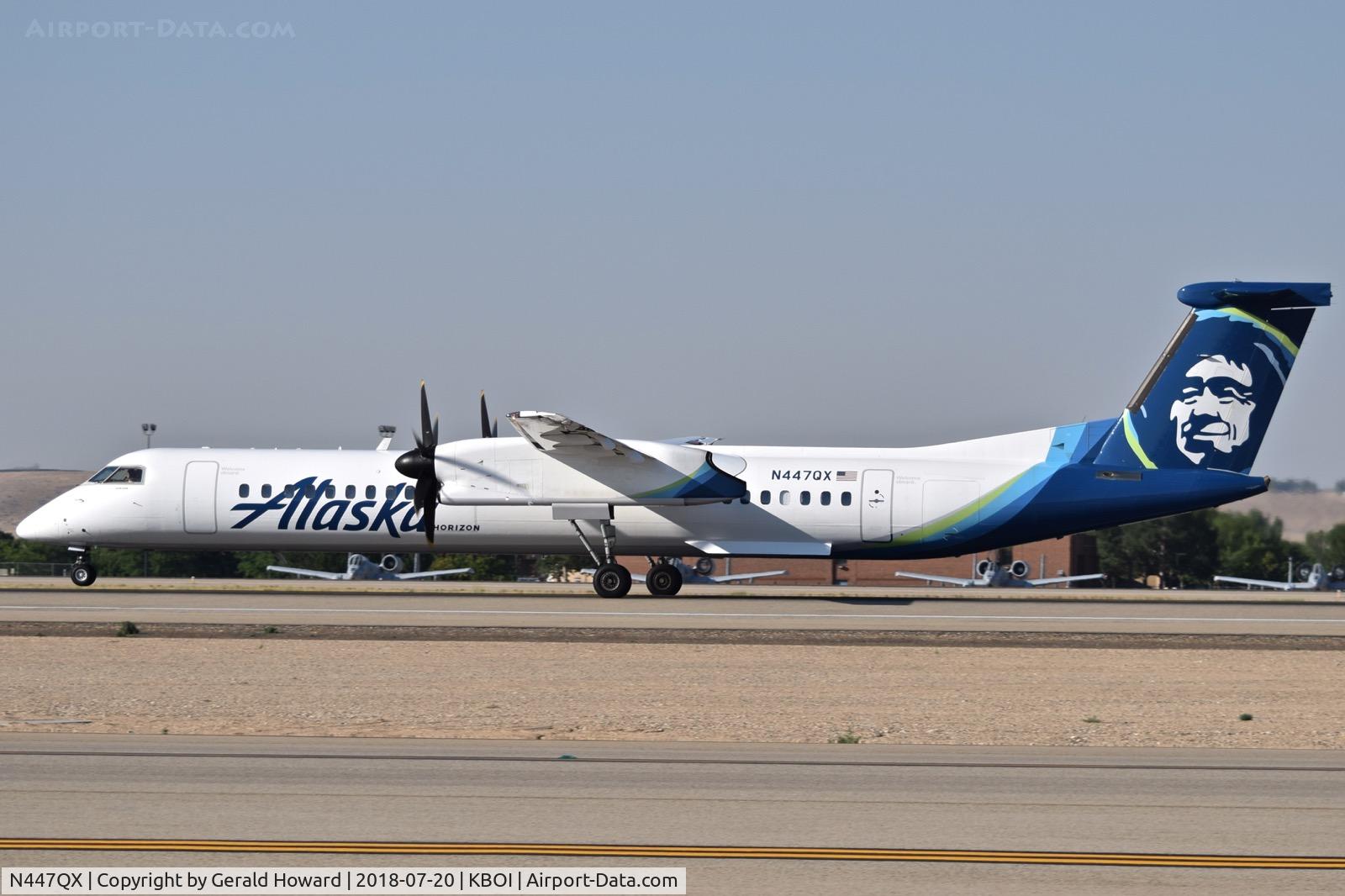N447QX, 2011 Bombardier DHC-8-402 Dash 8 C/N 4364, Take off run on RWY 10L.