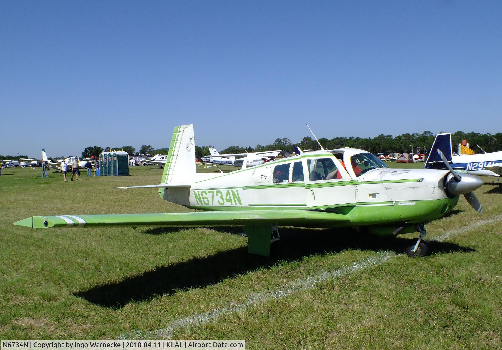 N6734N, 1968 Mooney M20F Executive C/N 680184, Mooney M20F Executive 21 at 2018 Sun 'n Fun, Lakeland FL
