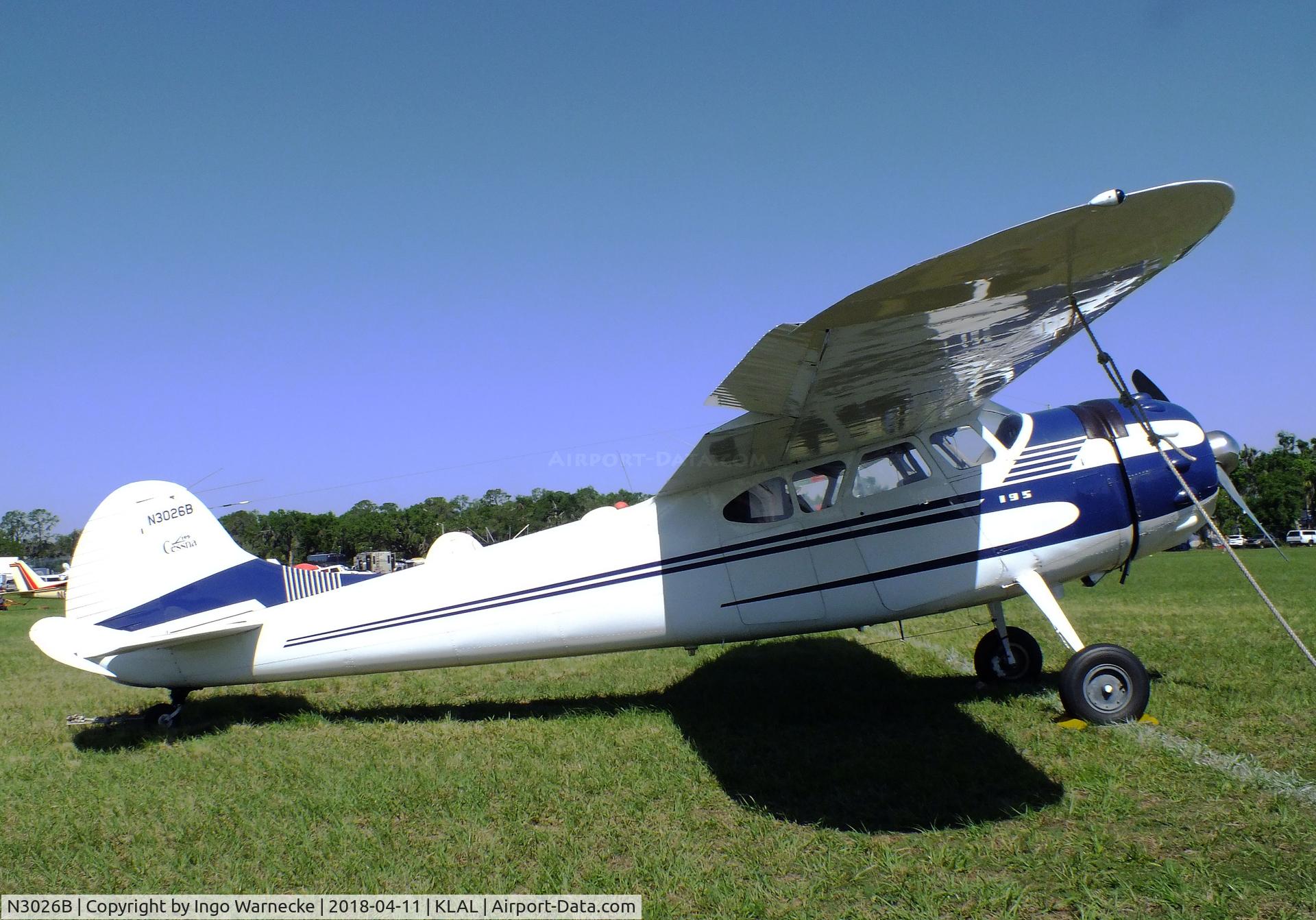 N3026B, 1952 Cessna 195B Businessliner C/N 7909, Cessna 195B at 2018 Sun 'n Fun, Lakeland FL