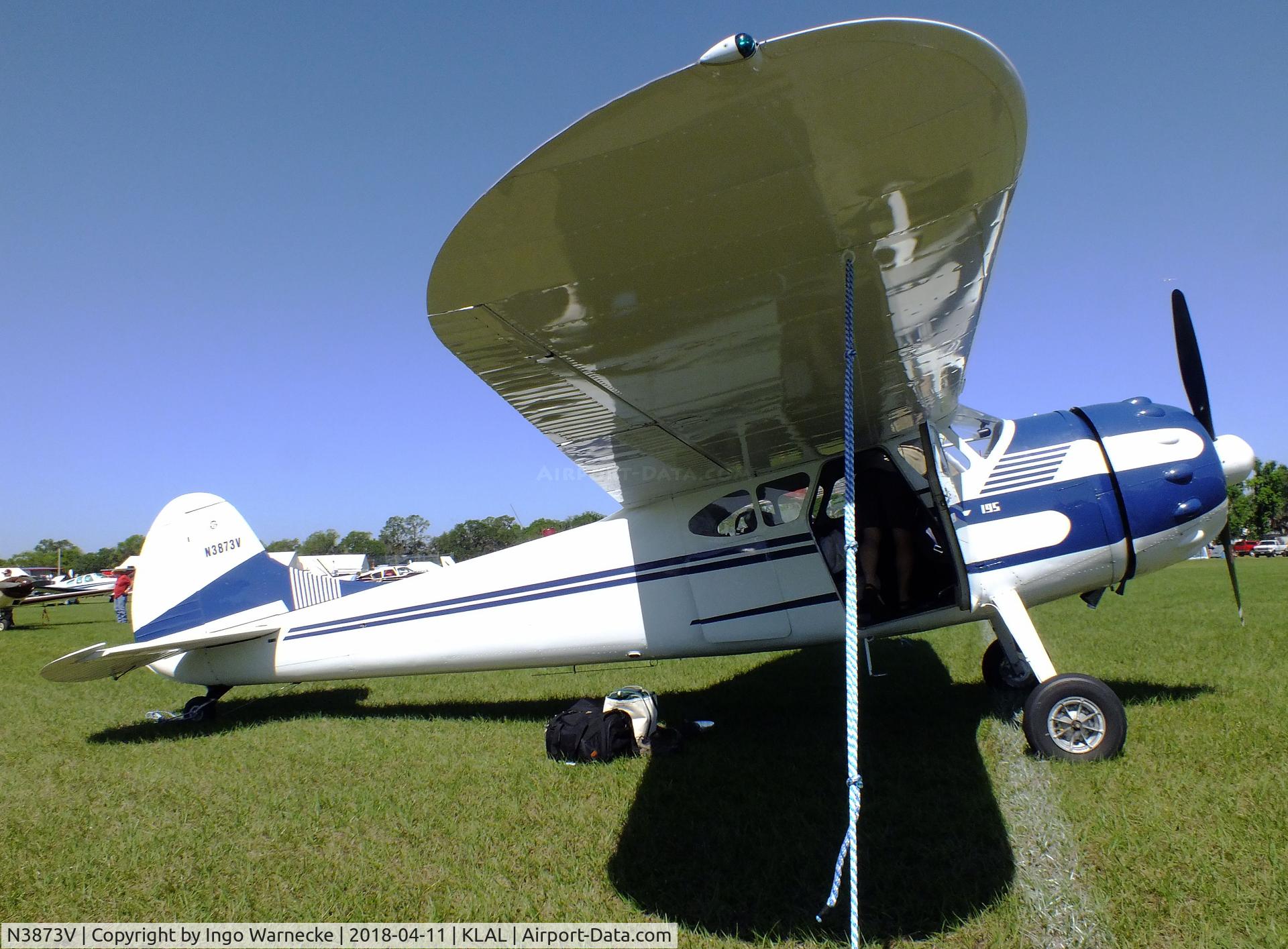 N3873V, 1949 Cessna 195 C/N 7335, Cessna 195 at 2018 Sun 'n Fun, Lakeland FL