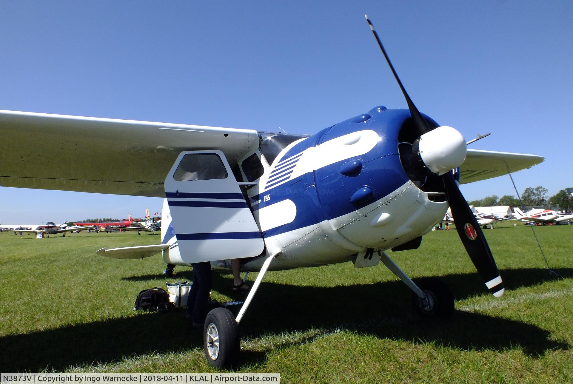 N3873V, 1949 Cessna 195 C/N 7335, Cessna 195 at 2018 Sun 'n Fun, Lakeland FL