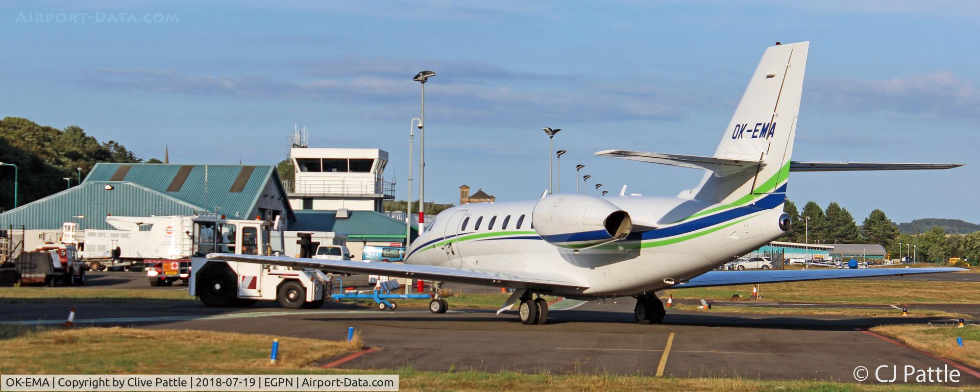 OK-EMA, 2009 Cessna 680 Citation Sovereign C/N 680-0279, Under tow at Dundee