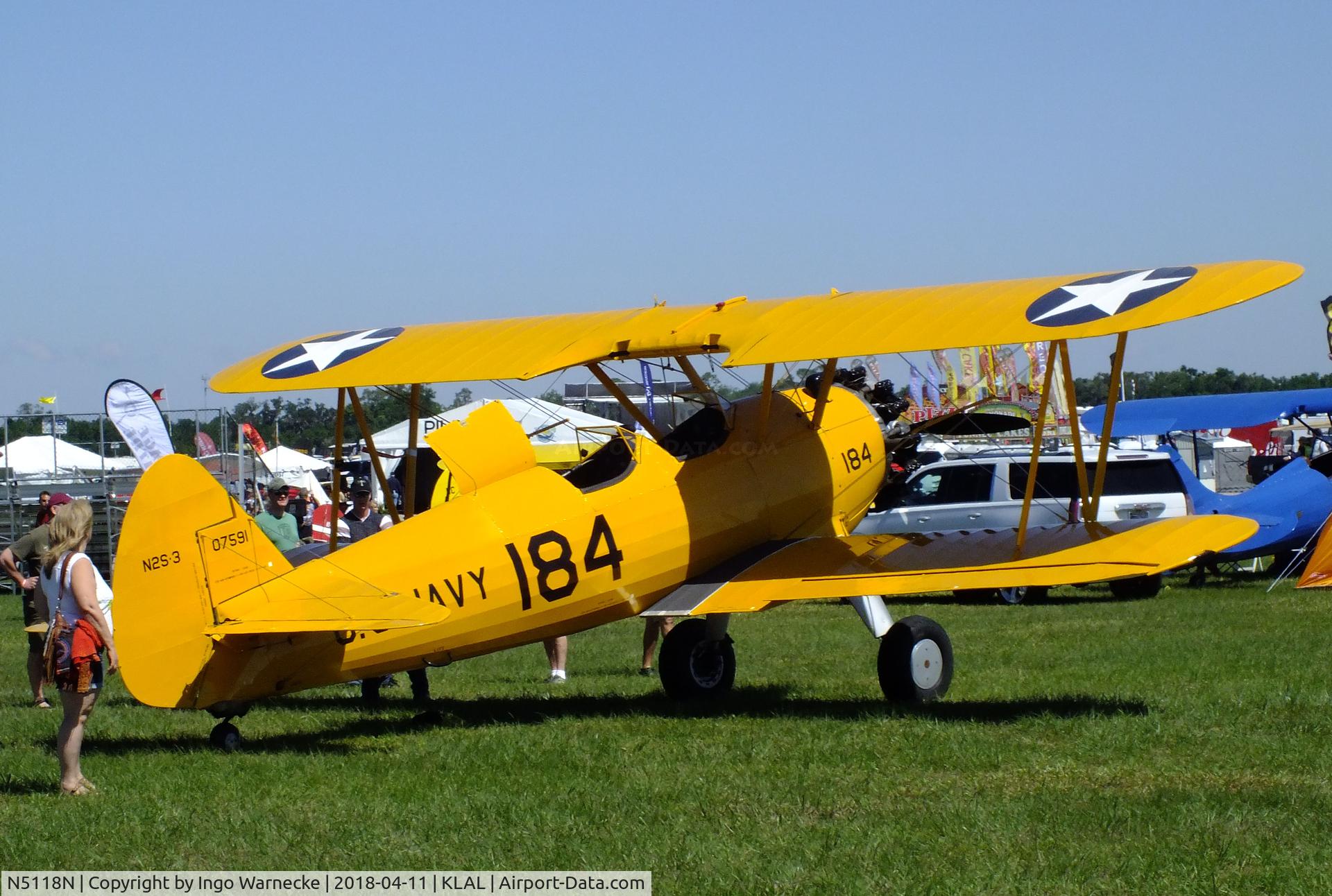 N5118N, 1943 Boeing A75L3 C/N 75-7195, Boeing (Stearman) A75L3 at 2018 Sun 'n Fun, Lakeland FL