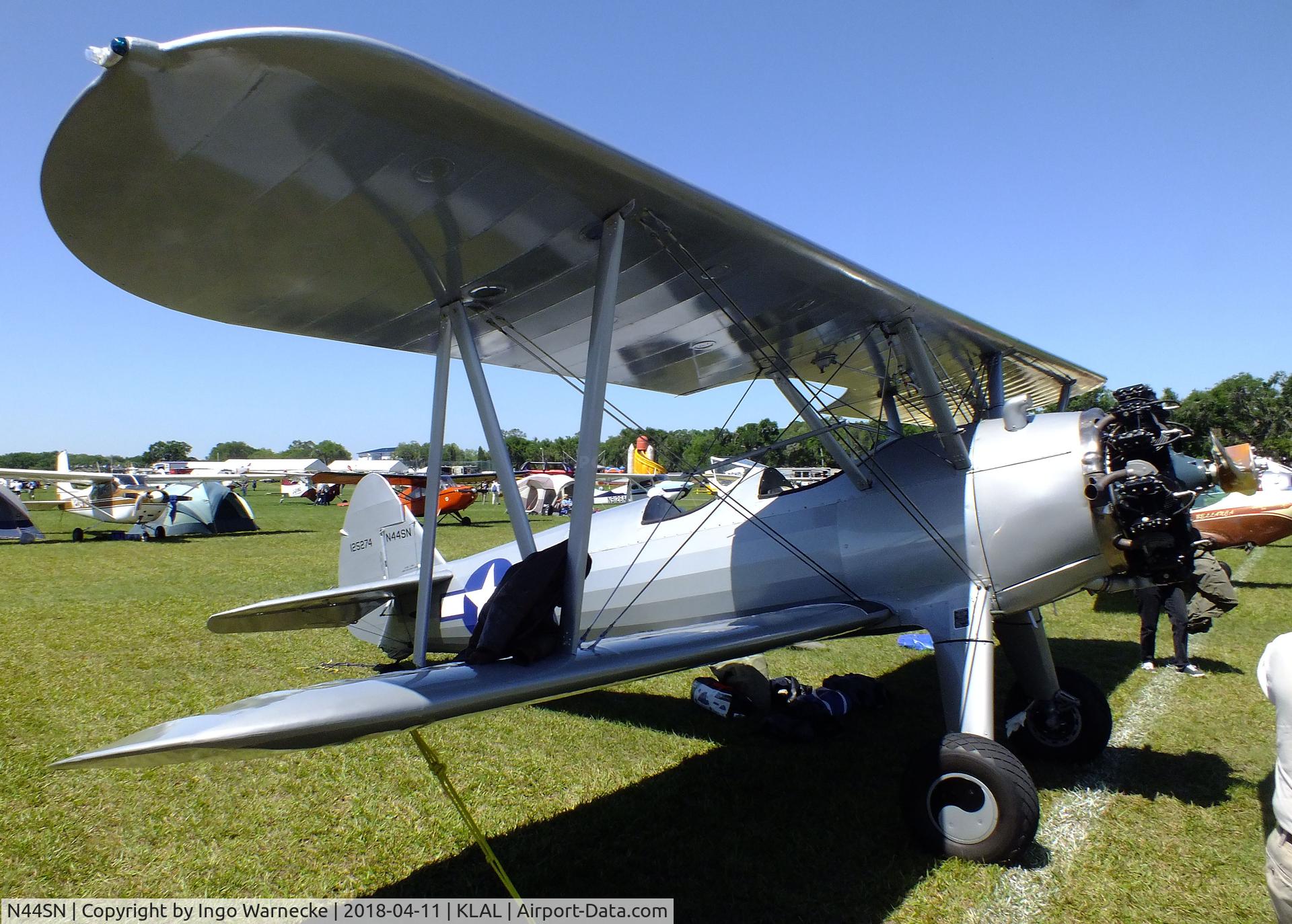 N44SN, 1941 Boeing A75N1(PT17) C/N 75-2763, Boeing A75N1 (Stearman PT-17) at 2018 Sun 'n Fun, Lakeland FL