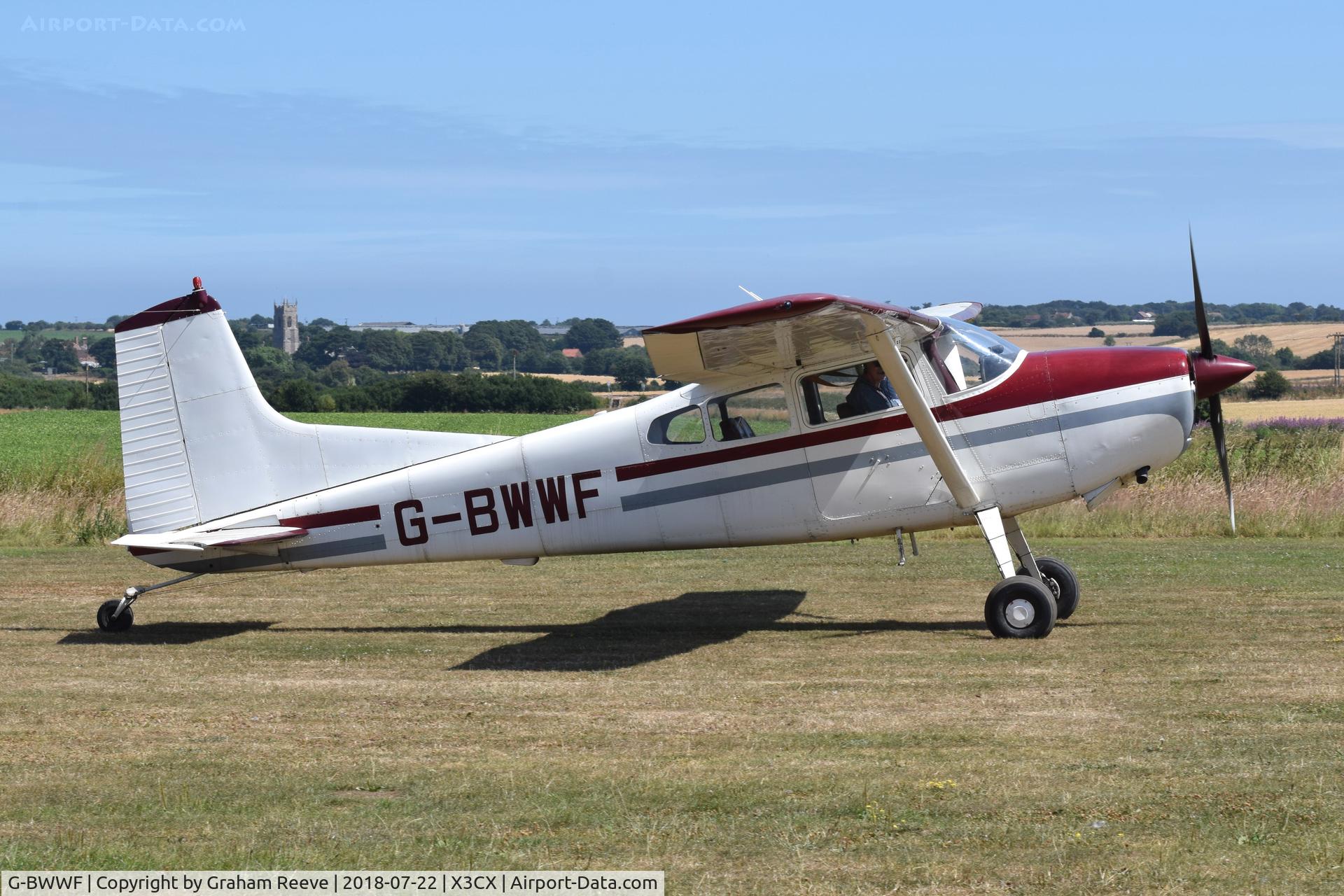 G-BWWF, 1962 Cessna 185A Skywagon C/N 185-0240, Just landed at Northrepps.
