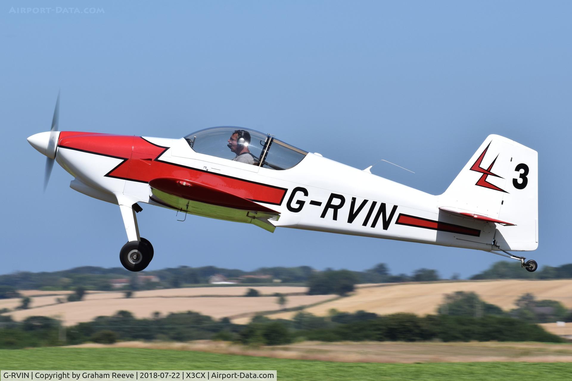 G-RVIN, 1999 Vans RV-6 C/N PFA 181-13236, Departing from Northrepps.