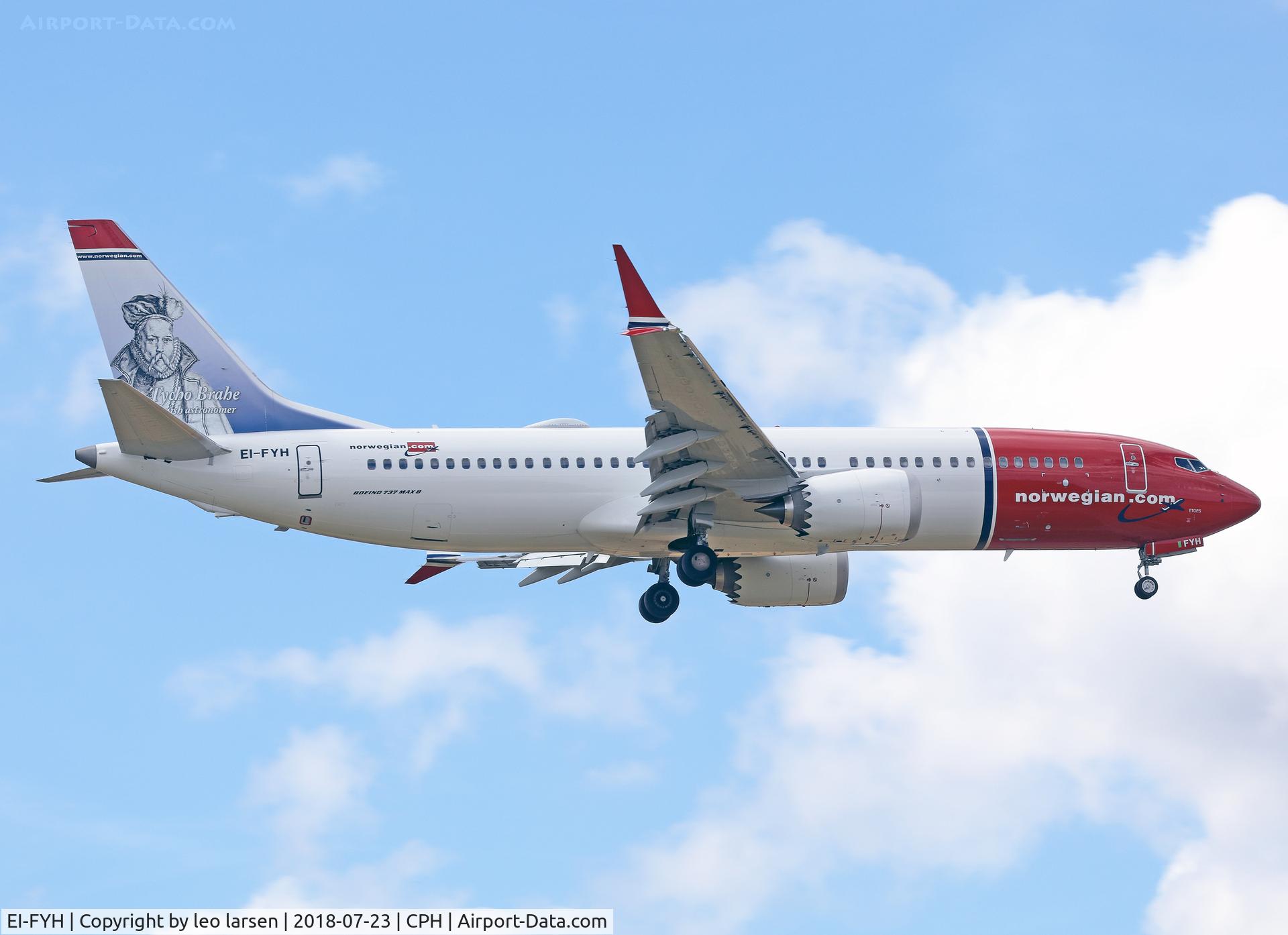 EI-FYH, 2018 Boeing 737-8 MAX C/N 64992, Copenhagen 23.7.2018 L/D R-04L 