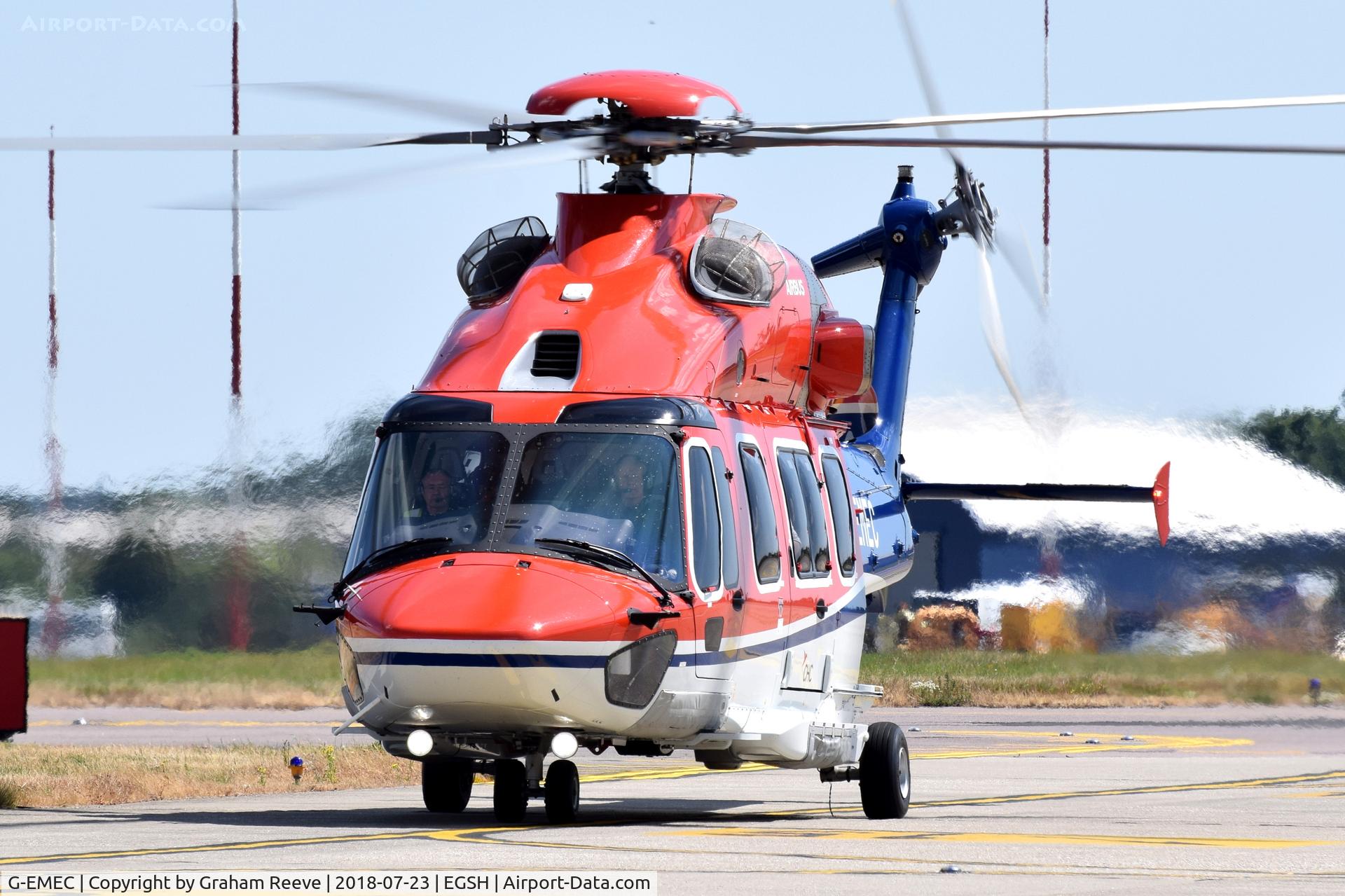 G-EMEC, 2018 Airbus Helicopters EC-175B C/N 5031, Just landed at Norwich.