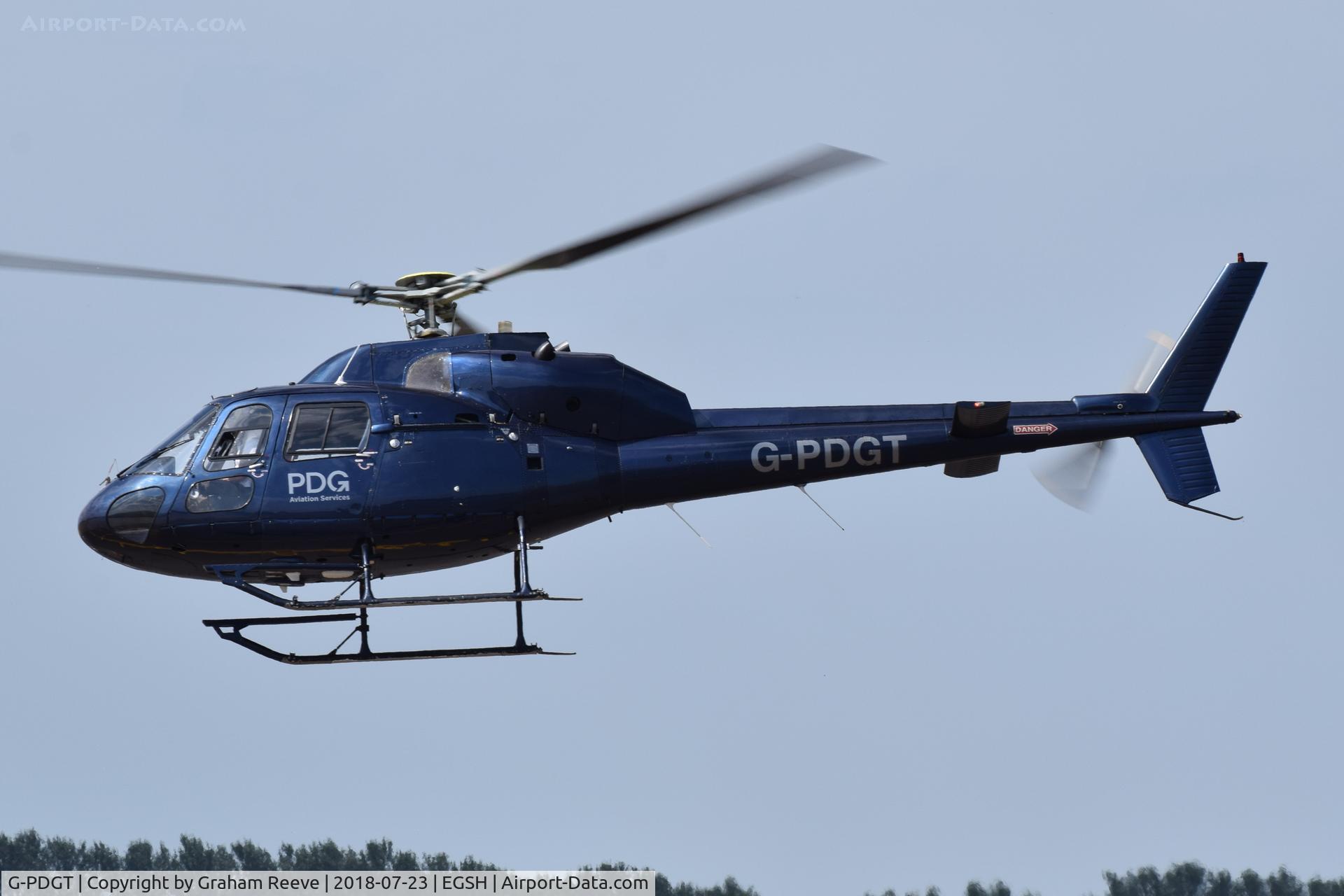 G-PDGT, 1988 Aerospatiale AS-355F-2 Ecureuil 2 C/N 5374, About to land at Norwich.