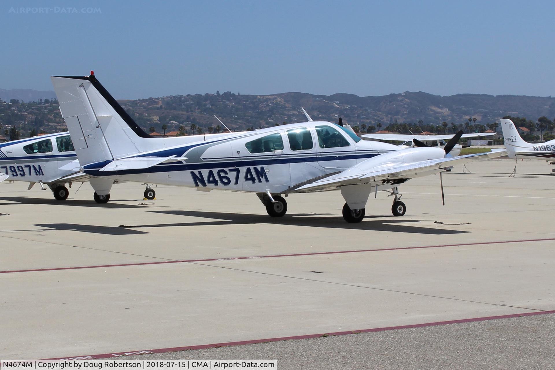 N4674M, 1978 Beech 95-B55 (T42A) Baron C/N TC-2154, 1978 Beech 95-B55 BARON, two Continental IO-470-L 260 Hp each. Max cruise speed at sea level 75% POWER-195 kts/225 mph. Also built as US Army T42A COCHISE