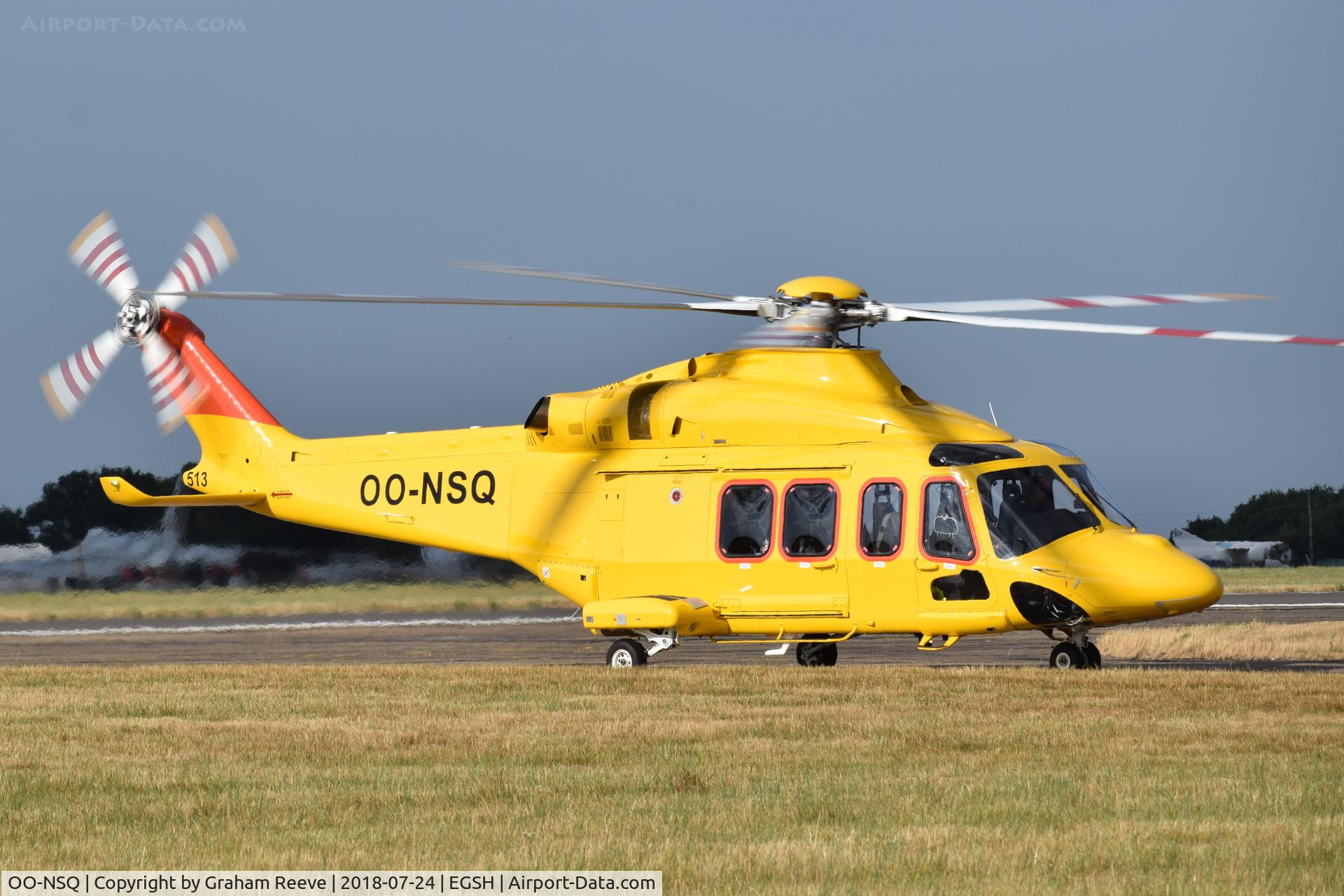 OO-NSQ, 2018 AgustaWestland AW-139 C/N 41513, Just landed at Norwich for the first time.