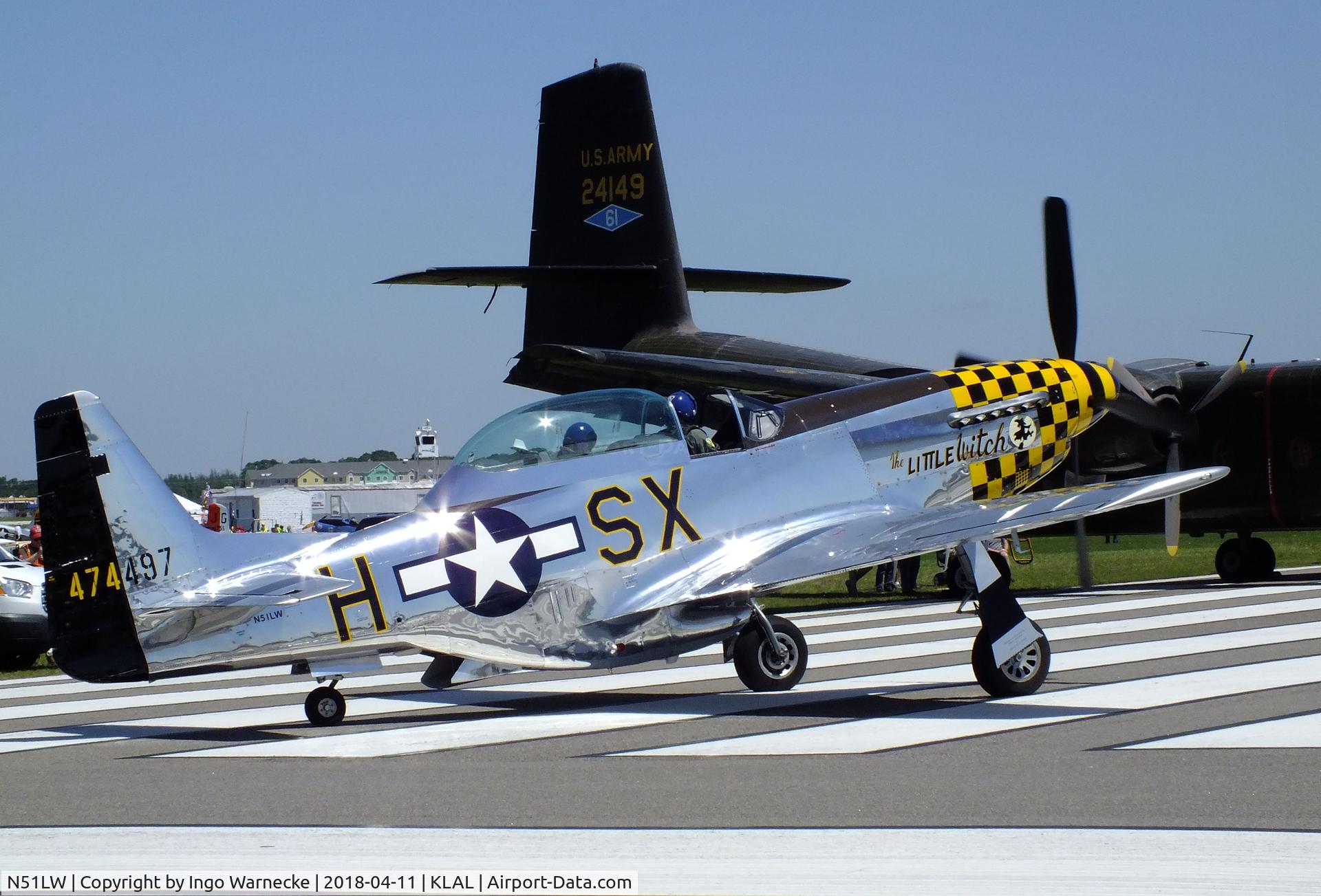 N51LW, 1962 North American P-51D Mustang C/N 122-41037, North American P-51D Mustang (2-seater conversion) at 2018 Sun 'n Fun, Lakeland FL
