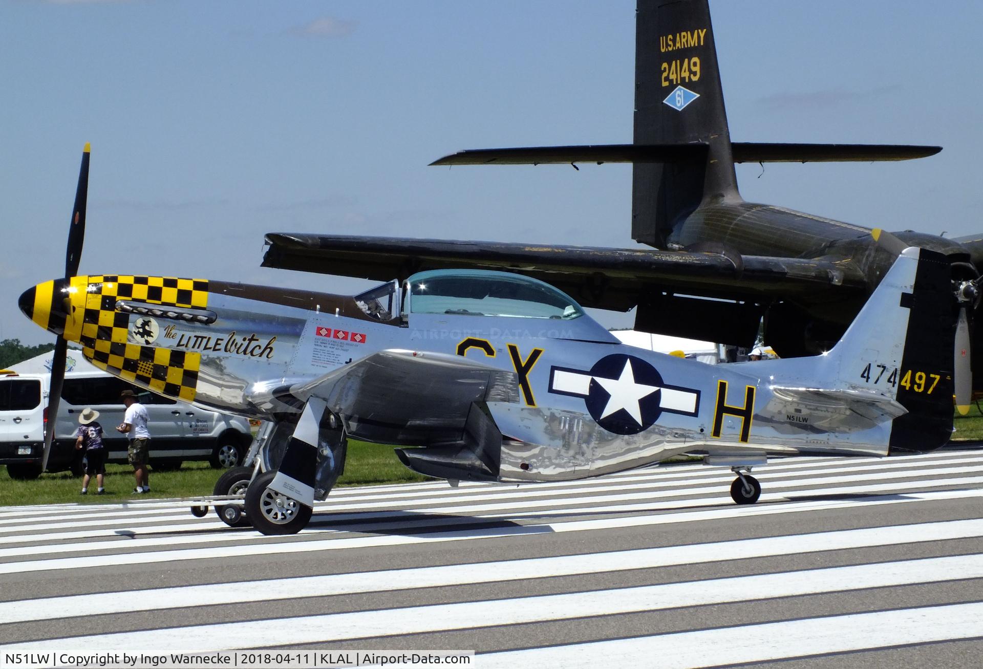 N51LW, 1962 North American P-51D Mustang C/N 122-41037, North American P-51D Mustang (2-seater conversion) at 2018 Sun 'n Fun, Lakeland FL