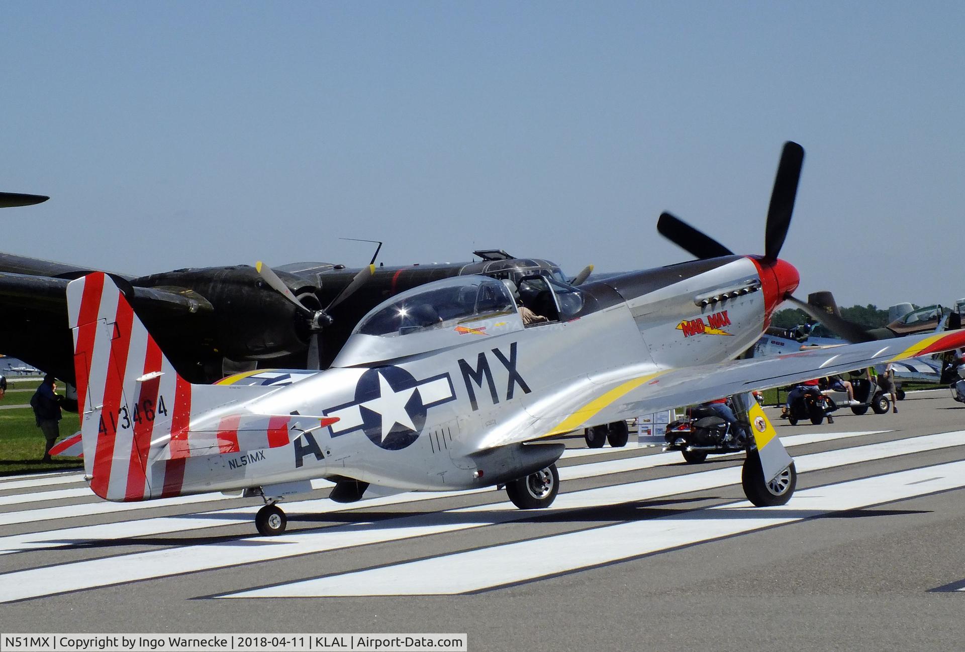 N51MX, 1944 North American F-51D Mustang C/N 45-11559, North American F-51D Mustang (2-seater conversion) at 2018 Sun 'n Fun, Lakeland FL