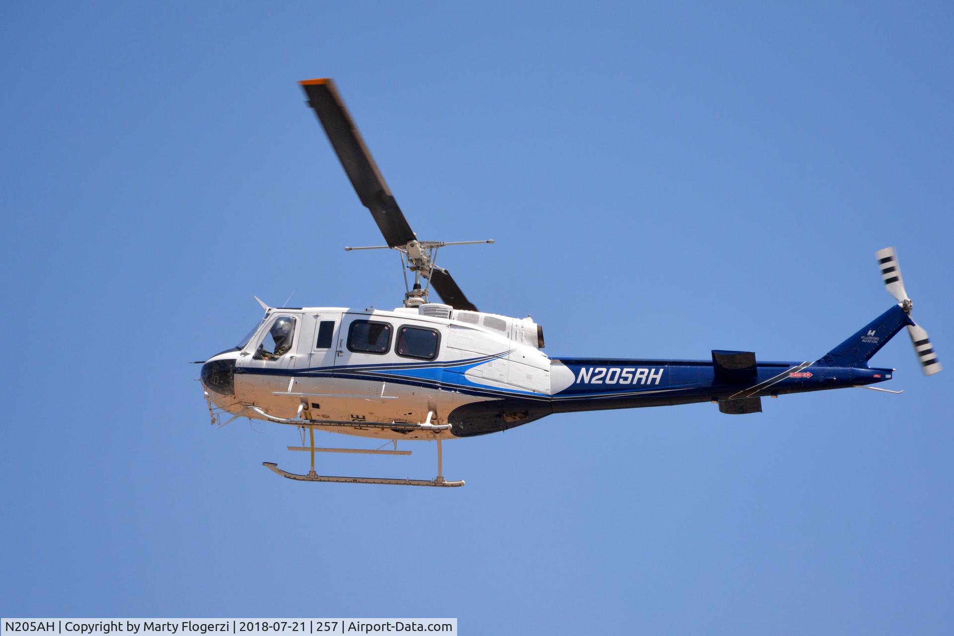 N205AH, Bell 205A-1 C/N 30206, Taken from the Crater Lake Stampede Rodeo, adjacent to the Airport in Chiloquin, Oregon, 21 July 2018.