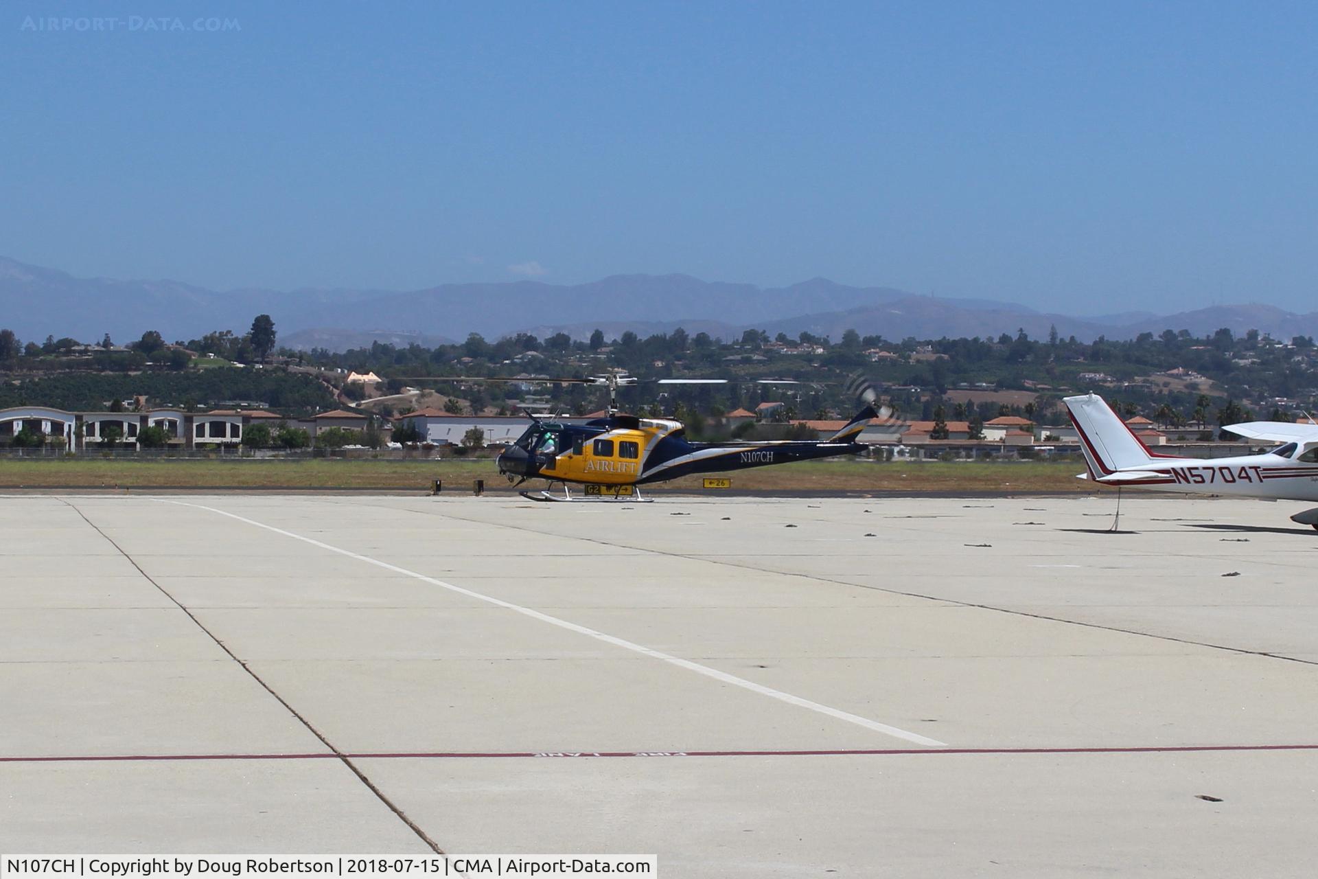 N107CH, 1967 Bell UH-1H Iroquois C/N 9488 (67-17290), 1967 Bell UH-1H IROQUOIS,one Lycoming T53-L-13 turboshaft 1,400 SHp, 15 seats, Landed on transient ramp