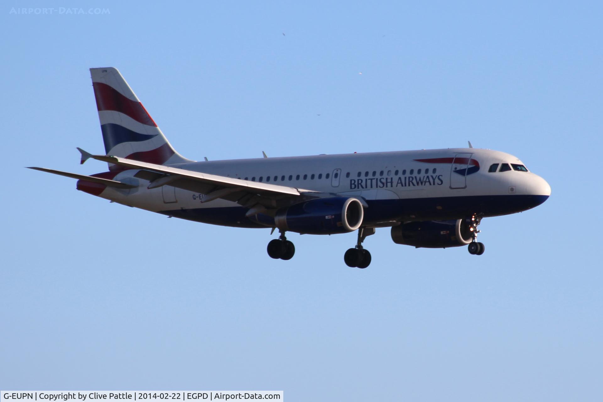 G-EUPN, 2000 Airbus A319-131 C/N 1261, BA on finals to ABZ