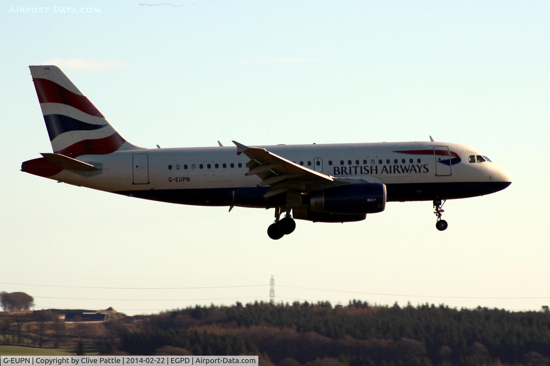 G-EUPN, 2000 Airbus A319-131 C/N 1261, BA on finals to ABZ