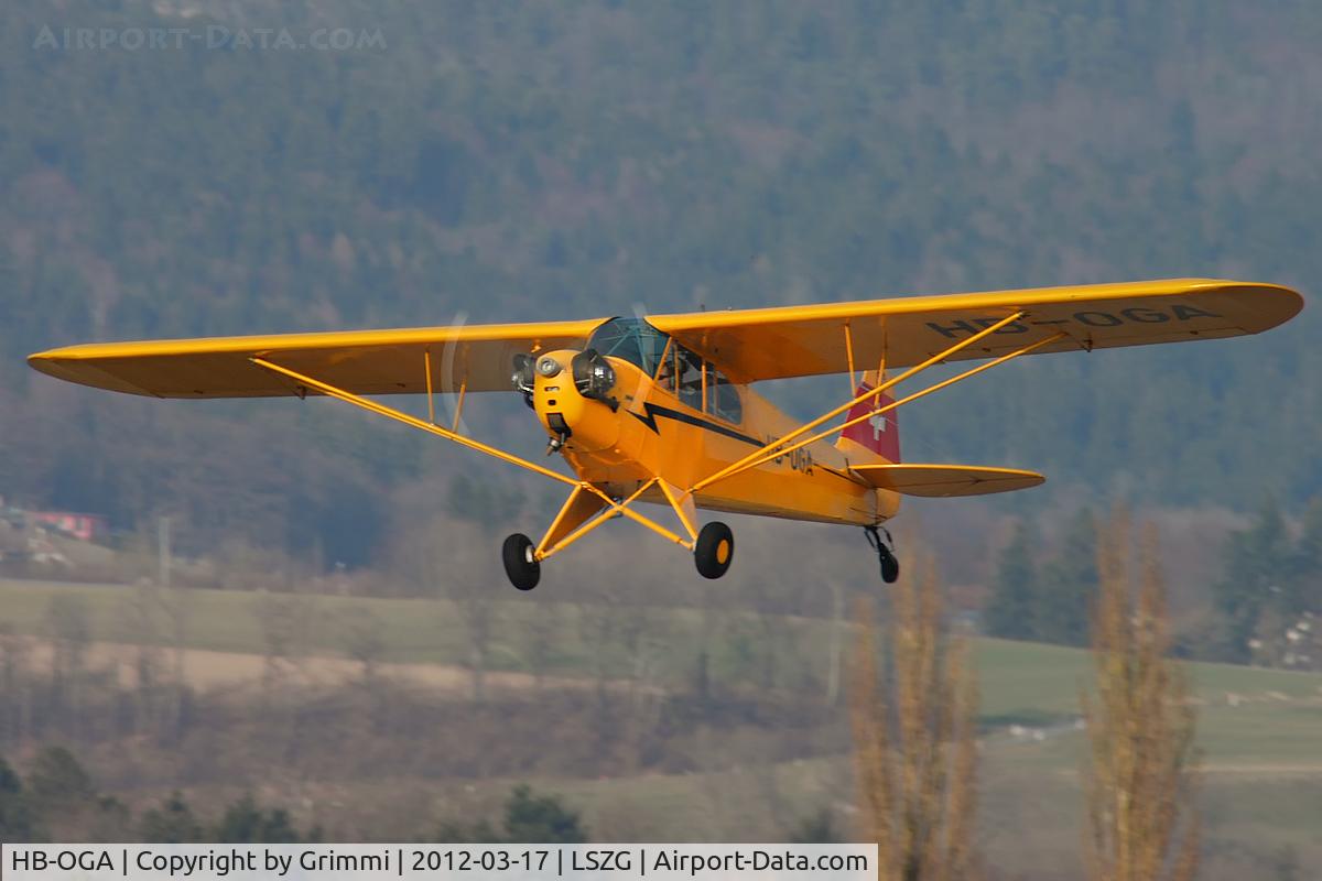 HB-OGA, 1944 Piper J3C-65 Cub Cub C/N 13123, late afternoon takeoff of this former (USAF) 44-80827