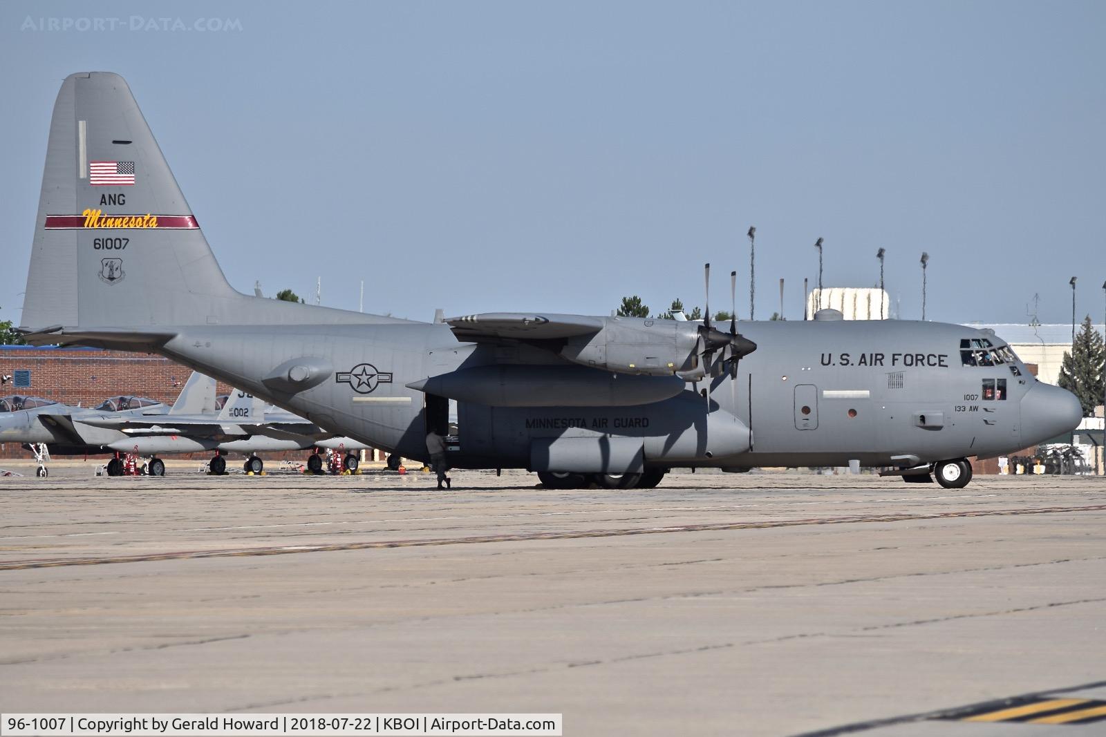 96-1007, 1996 Lockheed C-130H Hercules C/N 382-5427, Parked on the Idaho ANG ramp. 133rd Air Wing, Minnesota ANG.