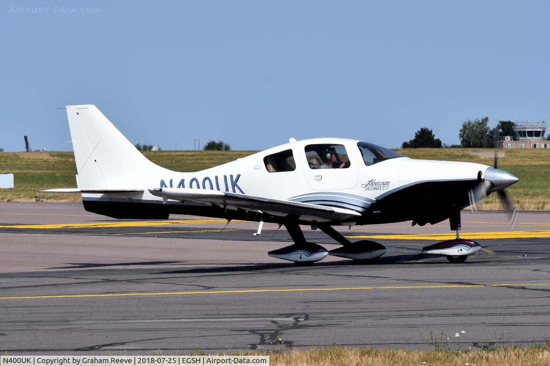 N400UK, 2005 Lancair LC41-550FG C/N 41062, Departing from Norwich.