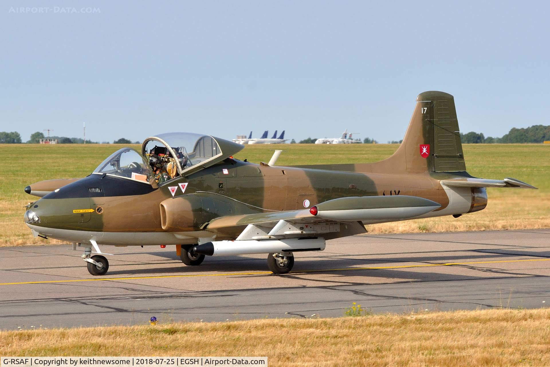 G-RSAF, 1974 BAC 167 Strikemaster Mk.80A C/N EEP/JP/3687, 'Oman 417' Arriving at Norwich very short of fuel.