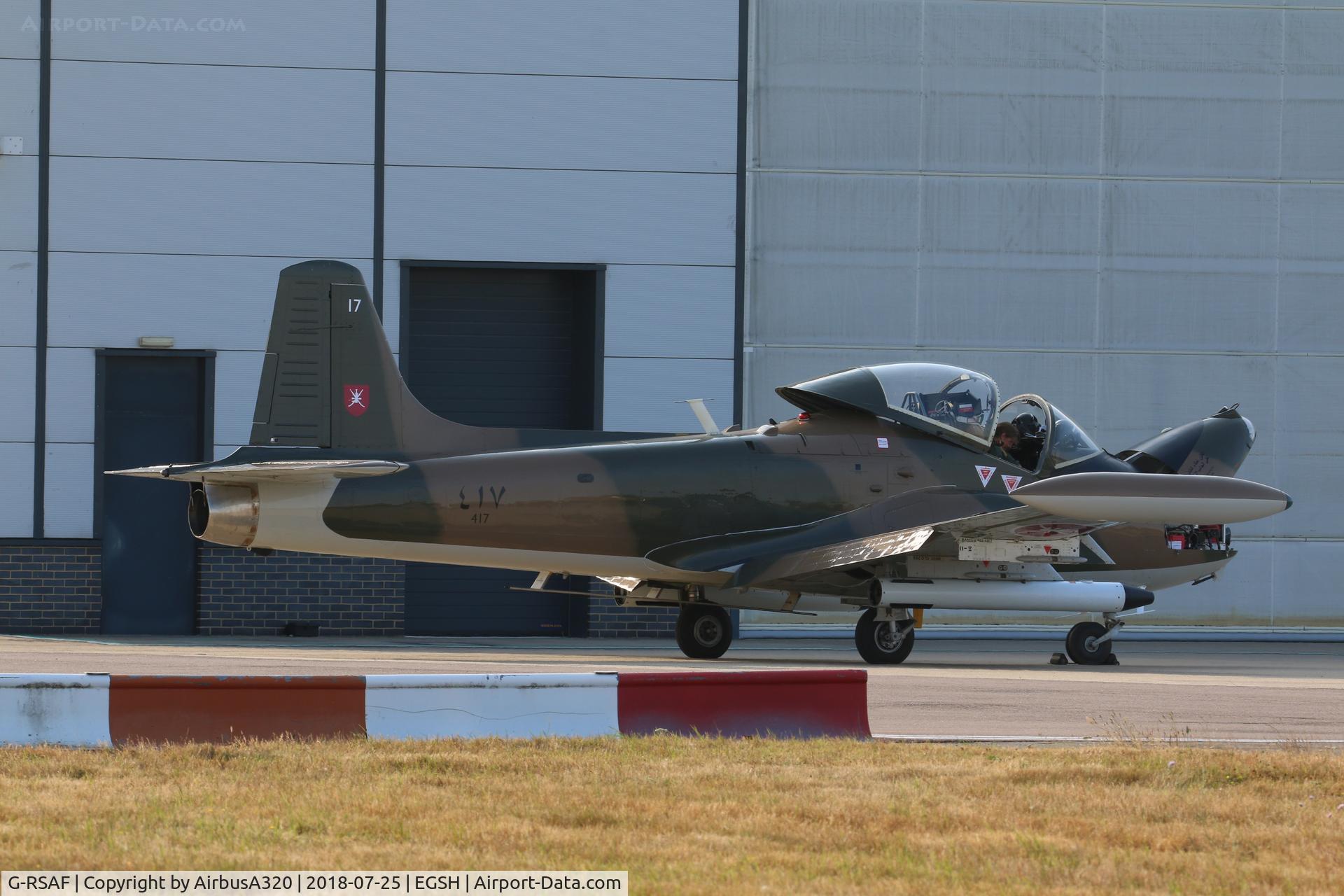 G-RSAF, 1974 BAC 167 Strikemaster Mk.80A C/N EEP/JP/3687, Parked on Saxon after a fuel stop