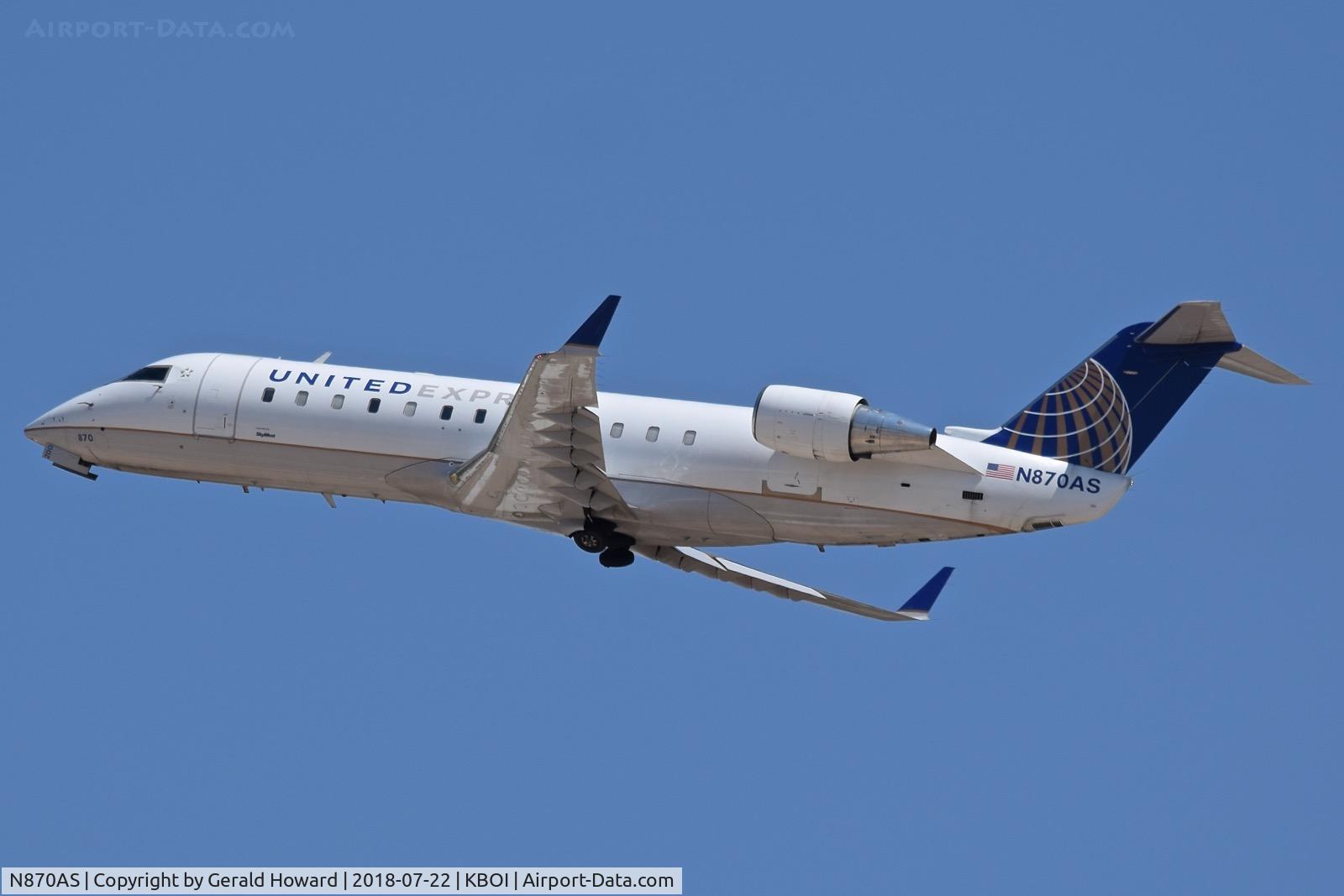 N870AS, 2001 Bombardier CRJ-200ER (CL-600-2B19) C/N 7530, Climb out from RWY 10L.