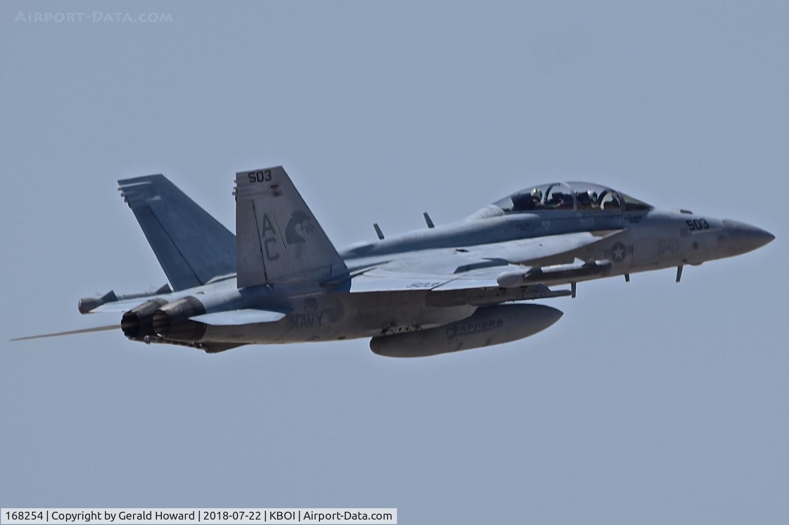 168254, Boeing EA-18G Growler C/N G-36, Departing BOI.  VAQ-130 “Zappers”, USS Harry S. Truman CVN-75, NAS Whidbey Island, WA.