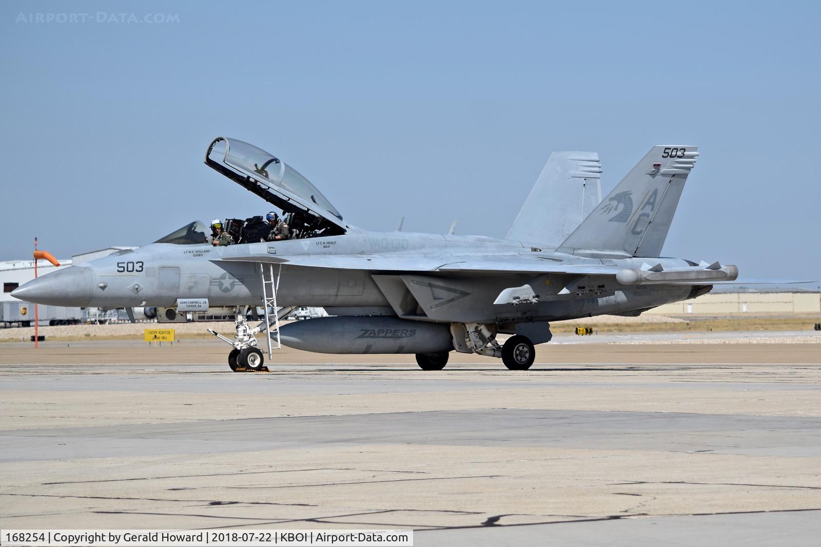 168254, Boeing EA-18G Growler C/N G-36, Parked on the south GA ramp.  VAQ-130 “Zappers”, USS Harry S. Truman CVN-75, NAS Whidbey Island, WA.