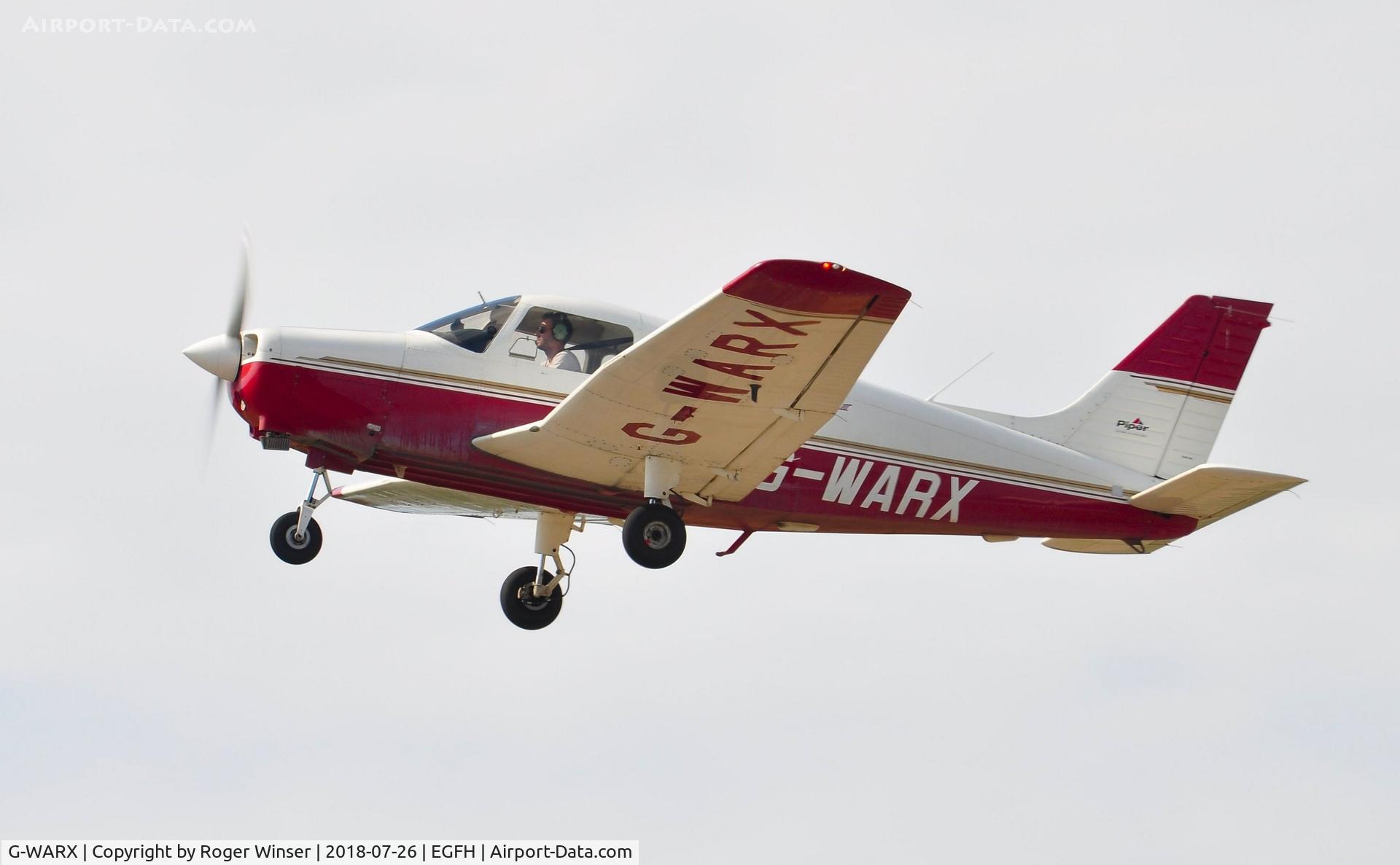 G-WARX, 1998 Piper PA-28-161 Cherokee Warrior III C/N 28-42038, Visiting Warrior III departing Runway 22.