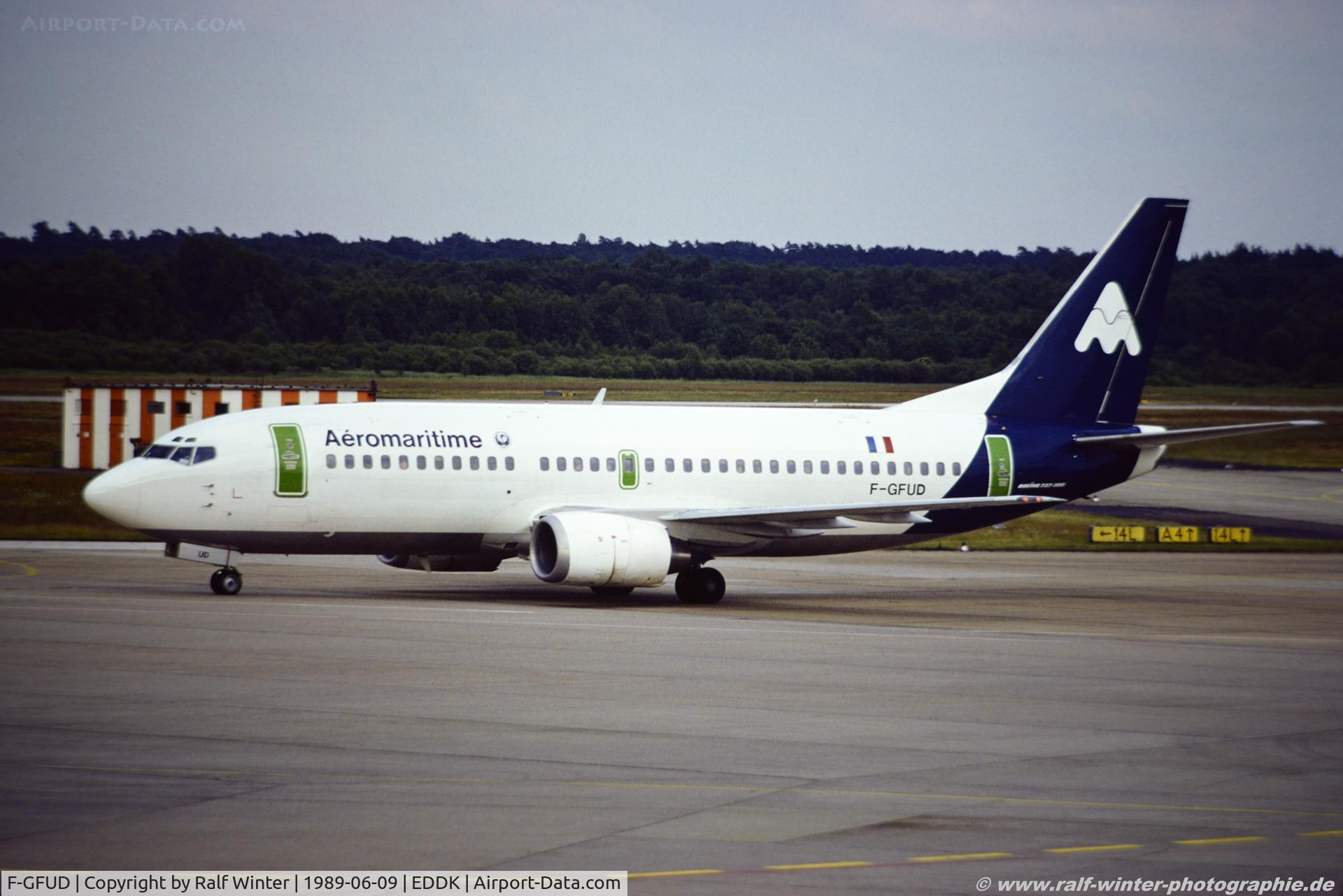 F-GFUD, 1988 Boeing 737-33A C/N 24027, Boeing 737-33A - QK QKL Aeromaritime - 24027 - F-GFUD - 09.06.1989 - CGN