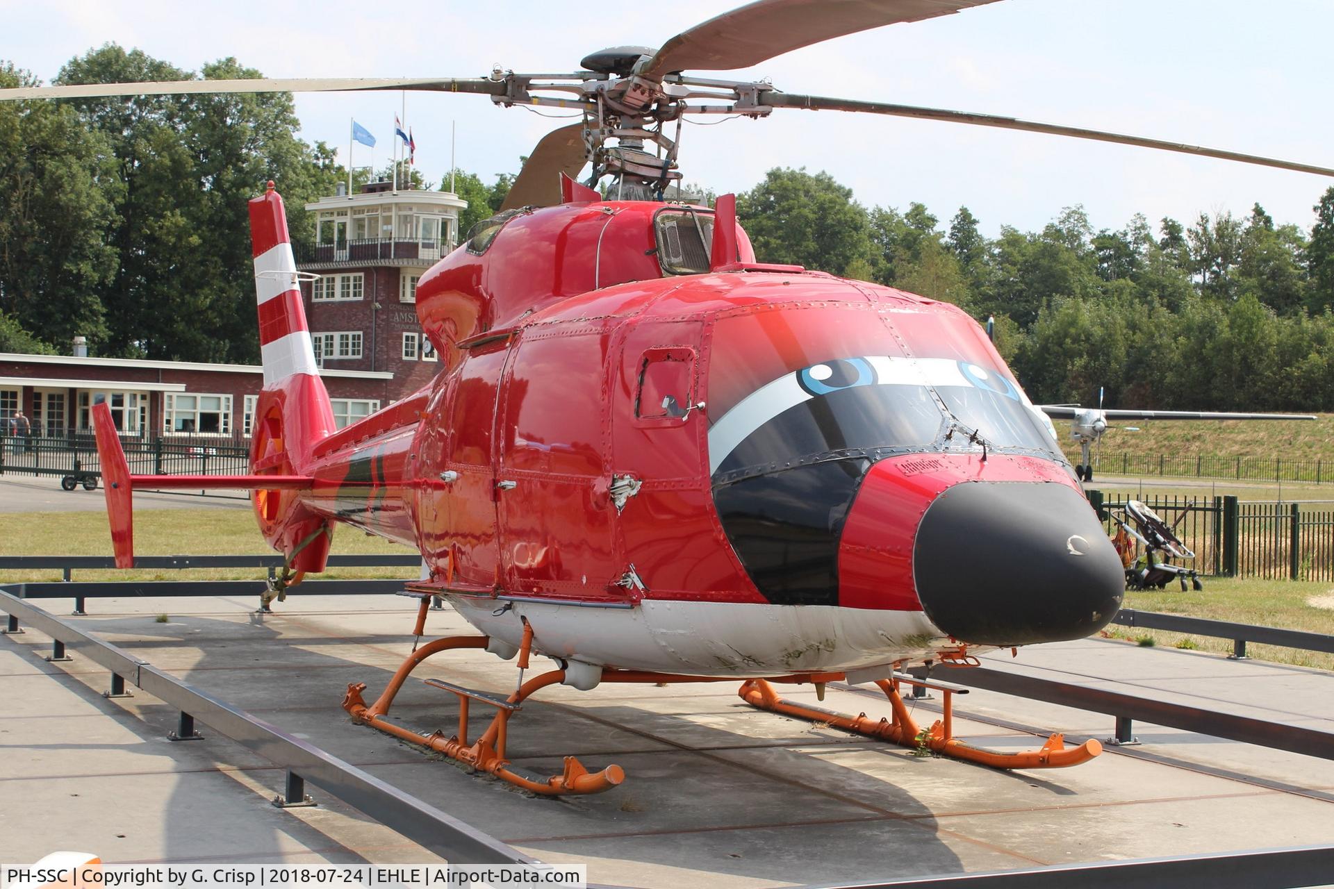 PH-SSC, Aérospatiale SA-365C-1 Dauphin 2 C/N 5053, Looking a little sad in a children's playground at Aviodrome, Lelystad