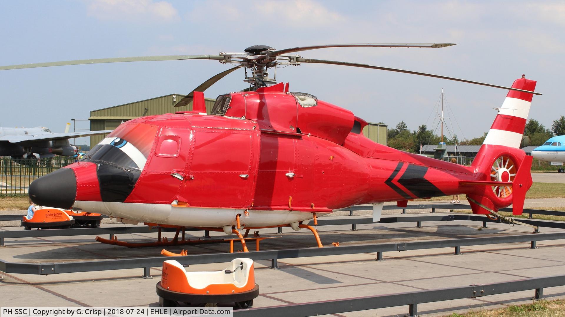 PH-SSC, Aérospatiale SA-365C-1 Dauphin 2 C/N 5053, Looking a little sad in a children's playground at Aviodrome, Lelystad