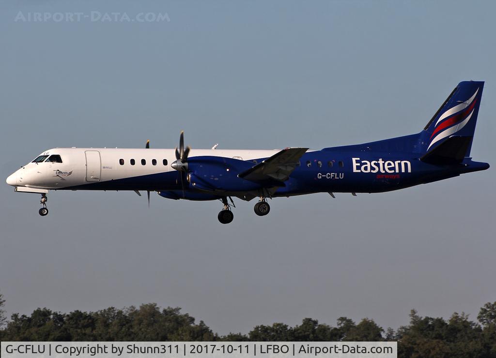 G-CFLU, 1998 Saab 2000 C/N 2000-055, Landing rwy 14R