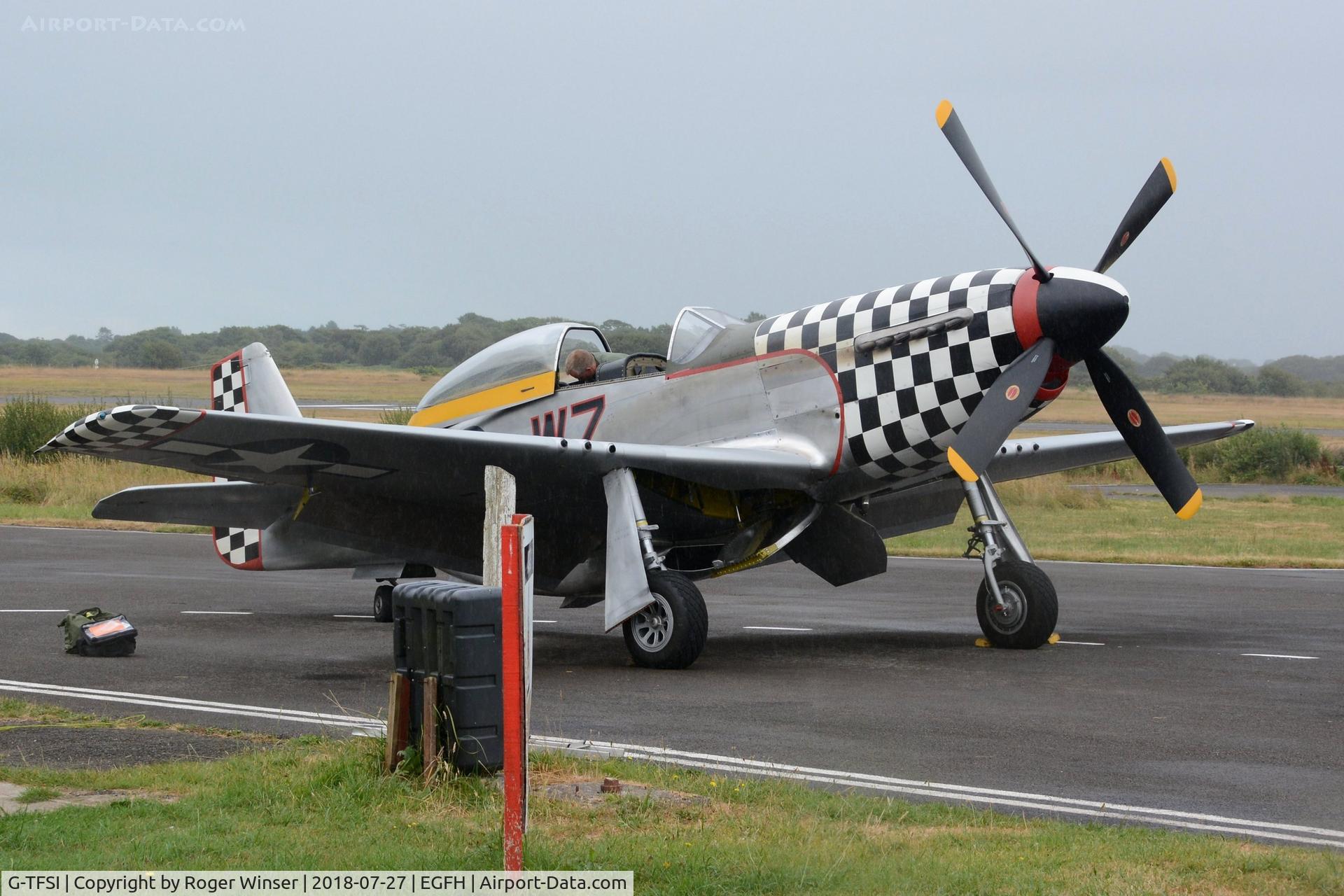 G-TFSI, 1944 North American TF-51D Mustang C/N 124-44703, Visiting P-51D aircraft with two seat conversion in recently applied USAAF markings 414251/WZ-I with Contrary Mary inscribed on the port side of the fuselage.
