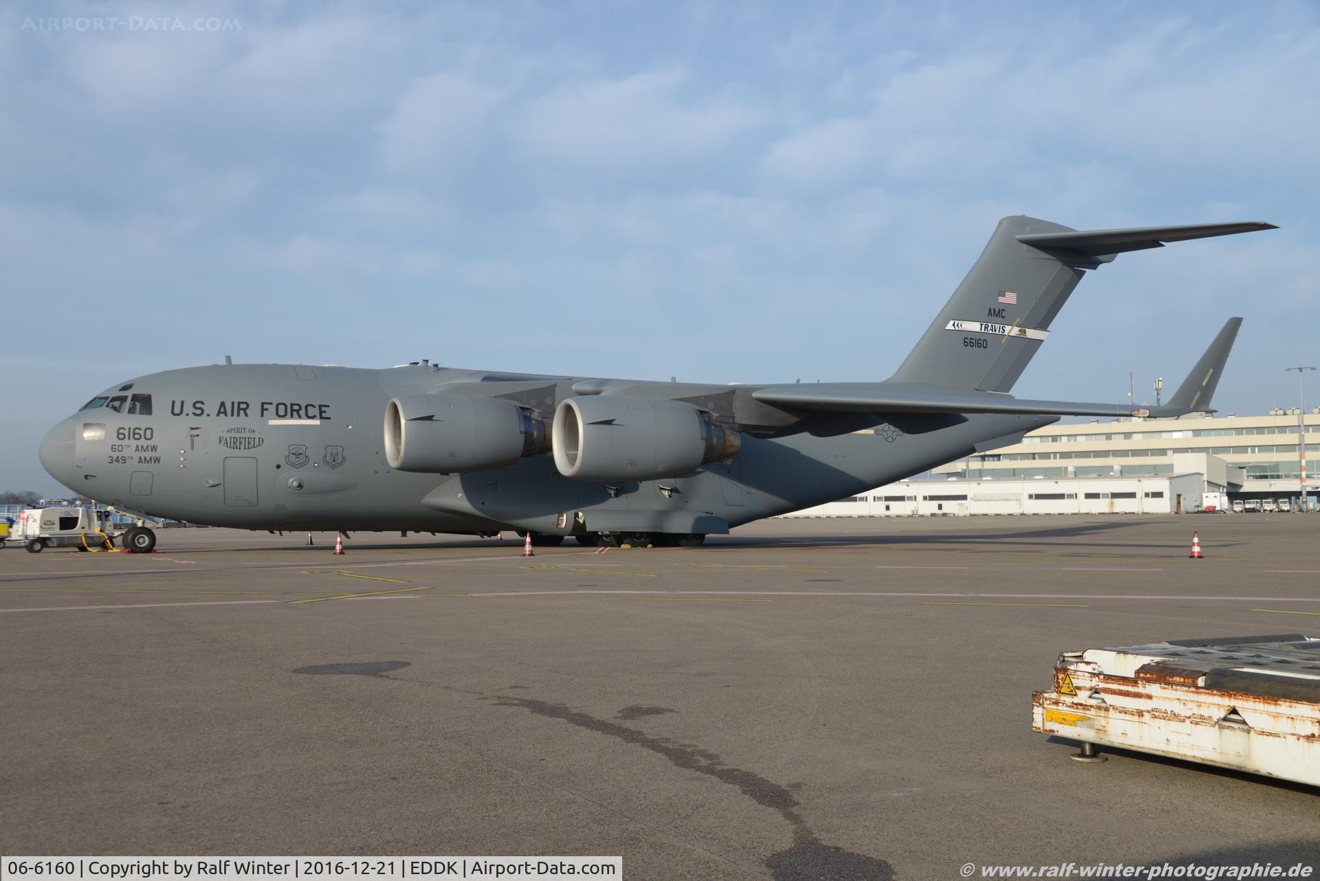 06-6160, 2006 Boeing C-17A Globemaster III C/N P-160, Boeing C-17A Globemaster III - MC RCH US Air Force USAF '60th AMW Travis' - P-160 - 06-6160 - 21.12.2016 - CGN