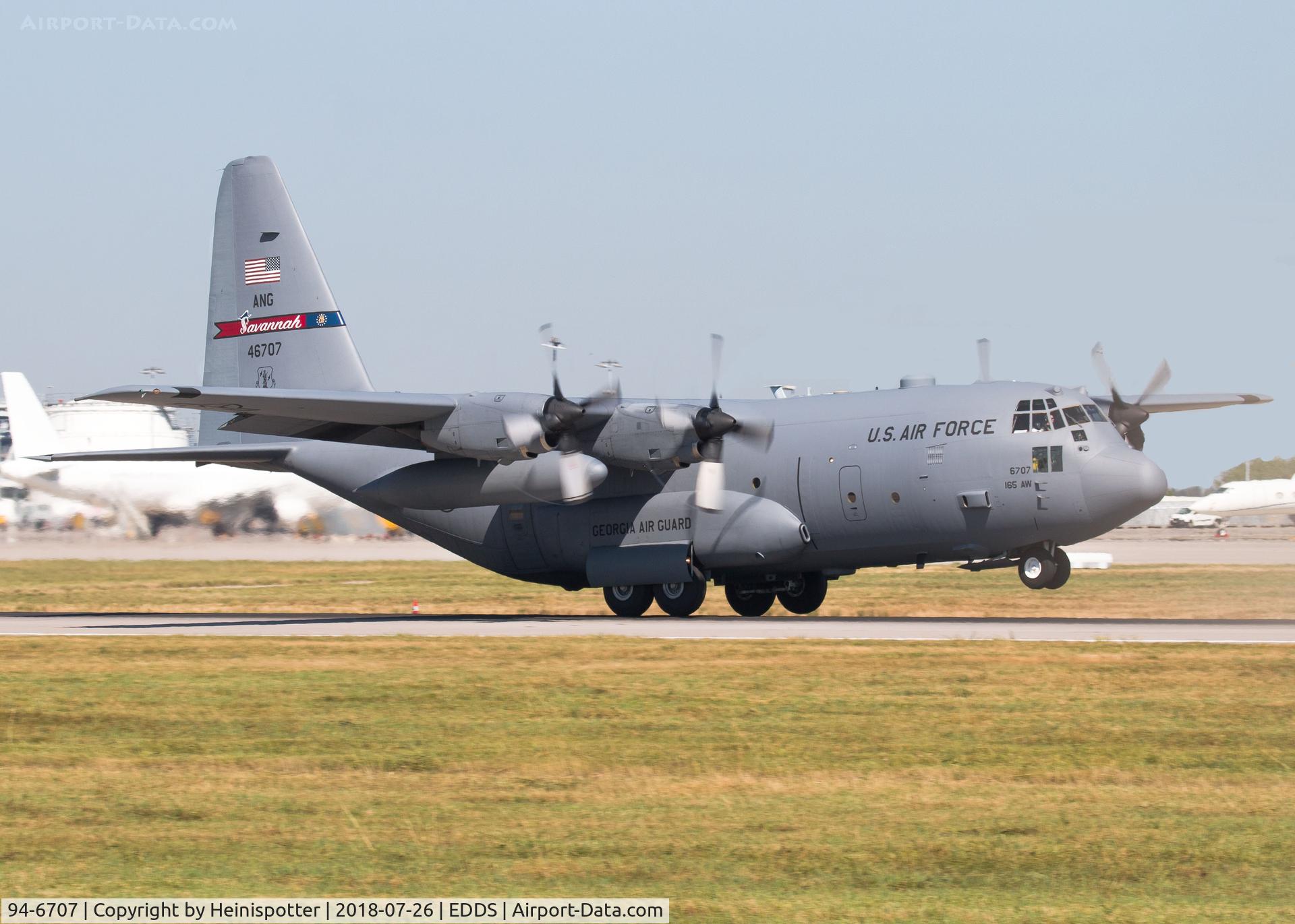 94-6707, 1994 Lockheed C-130H-3 Hercules C/N 382-5399, 94-6707 at Stuttgart Airport.