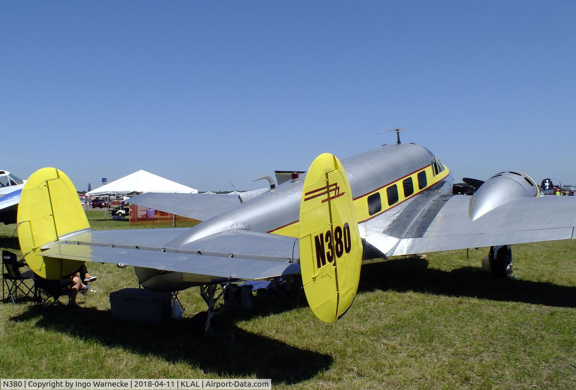 N380, 1955 Beech E18S C/N BA-42, Beechcraft E18S Twin Beech at 2018 Sun 'n Fun, Lakeland FL
