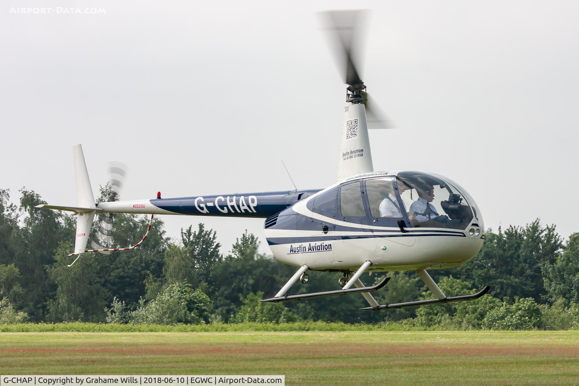 G-CHAP, 1997 Robinson R44 Astro C/N 0326, Robinson R44 G-CHAP Austin Aviation Cosford Air Show 10/6/18