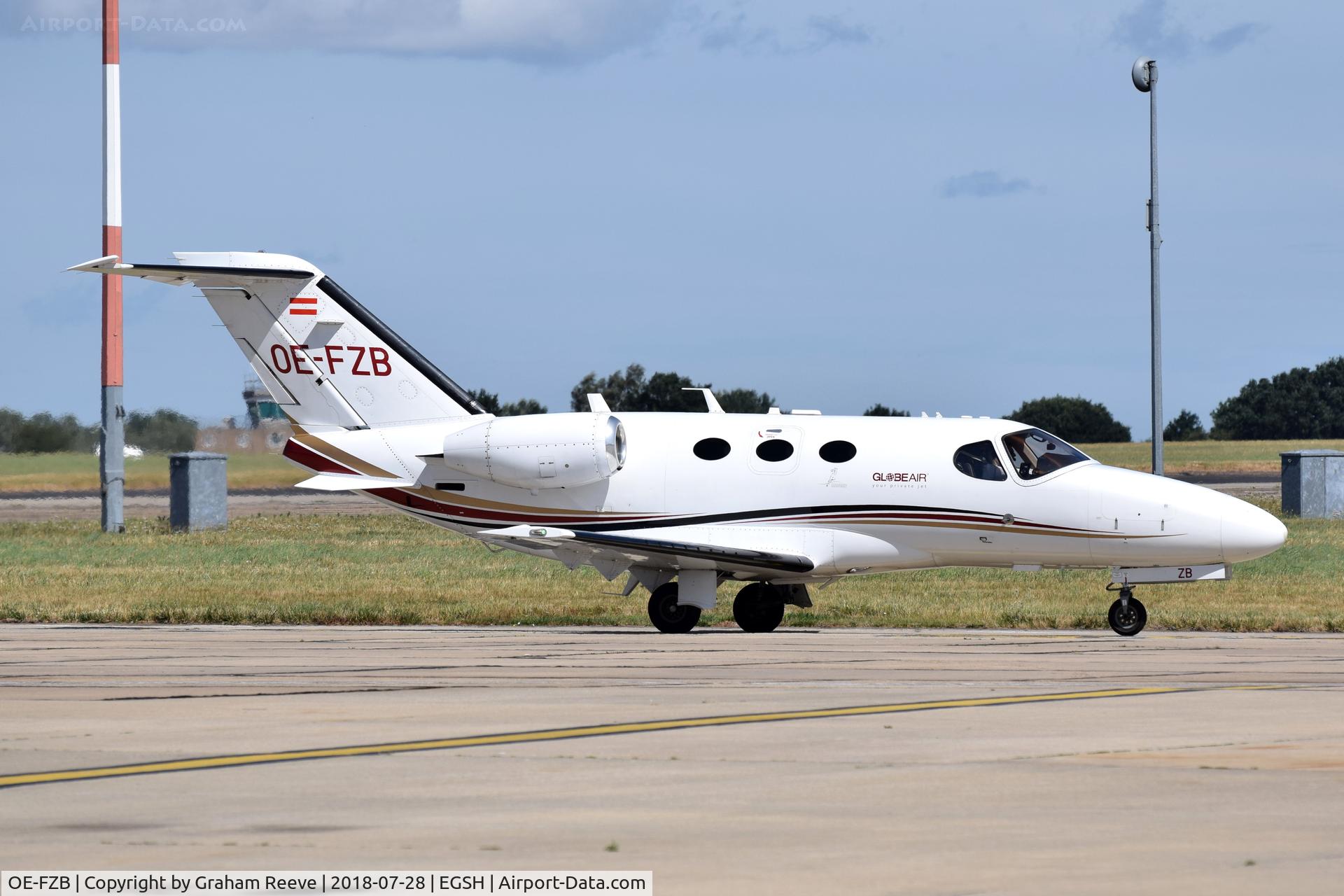 OE-FZB, 2008 Cessna 510 Citation Mustang Citation Mustang C/N 510-0145, Departing from Norwich.