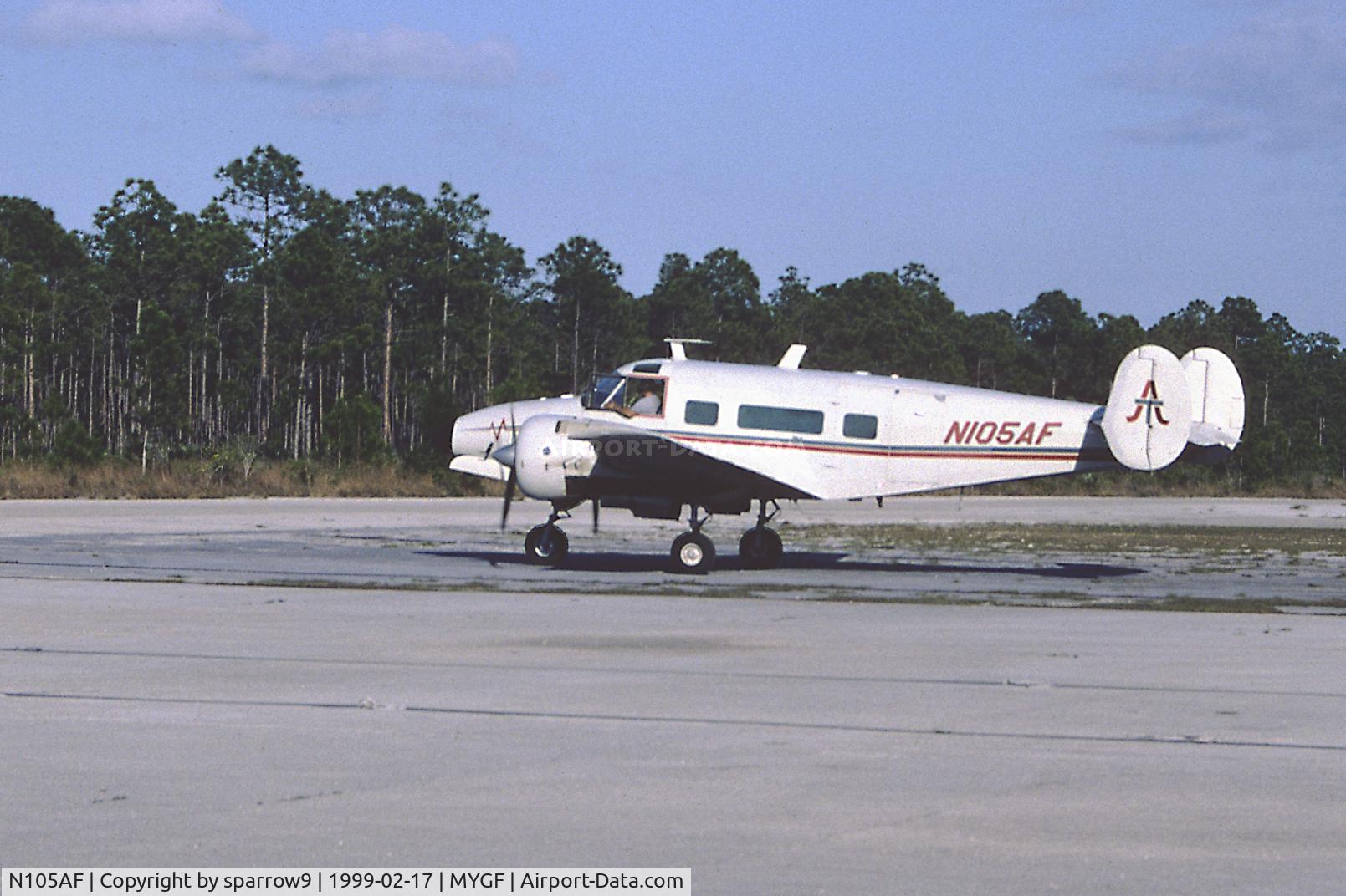 N105AF, 1964 Beech H-18 Tri-Gear C/N BA-719, Scanned from a slide