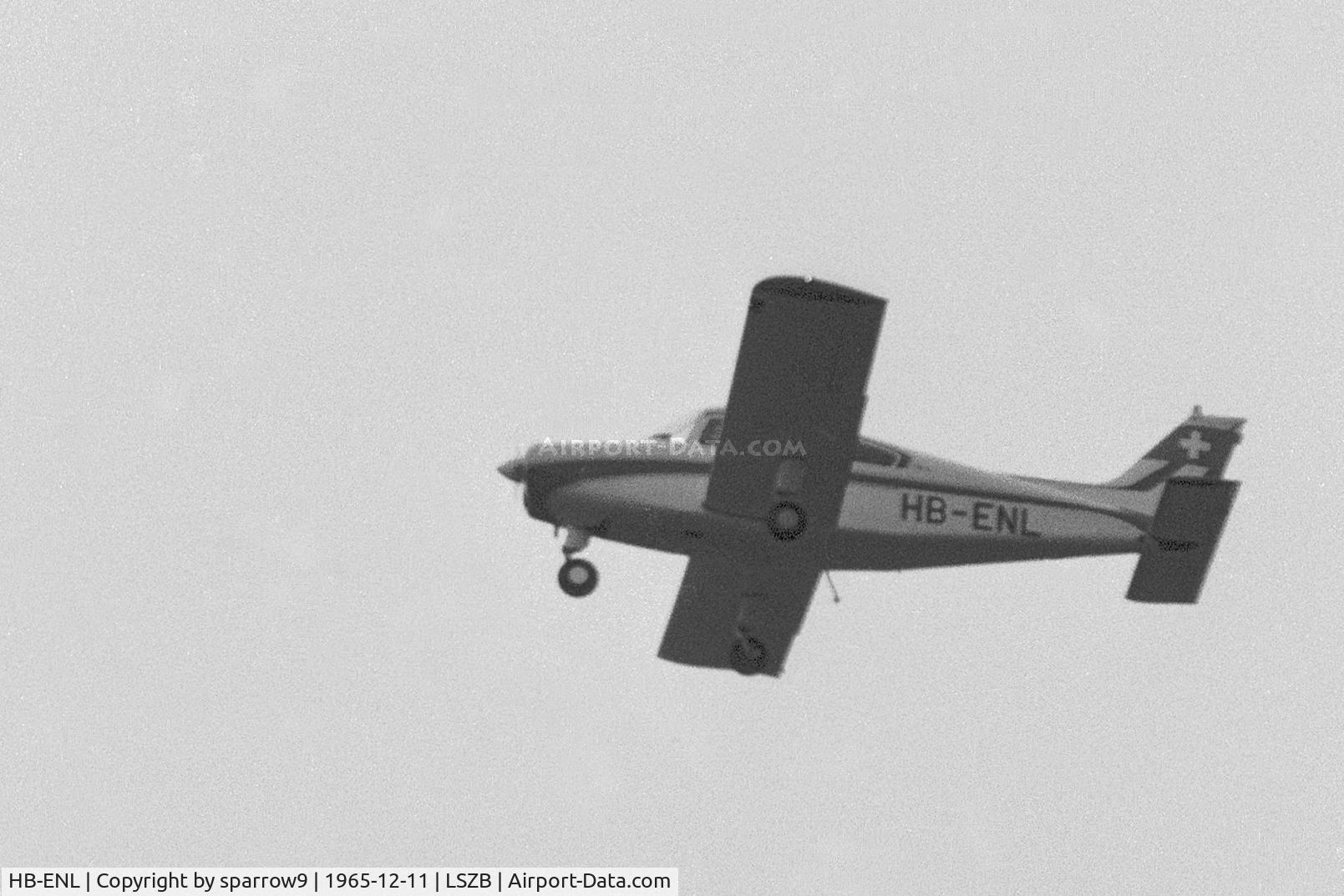 HB-ENL, 1965 Beech A23 C/N M-764, Taking off at Berne-Belp