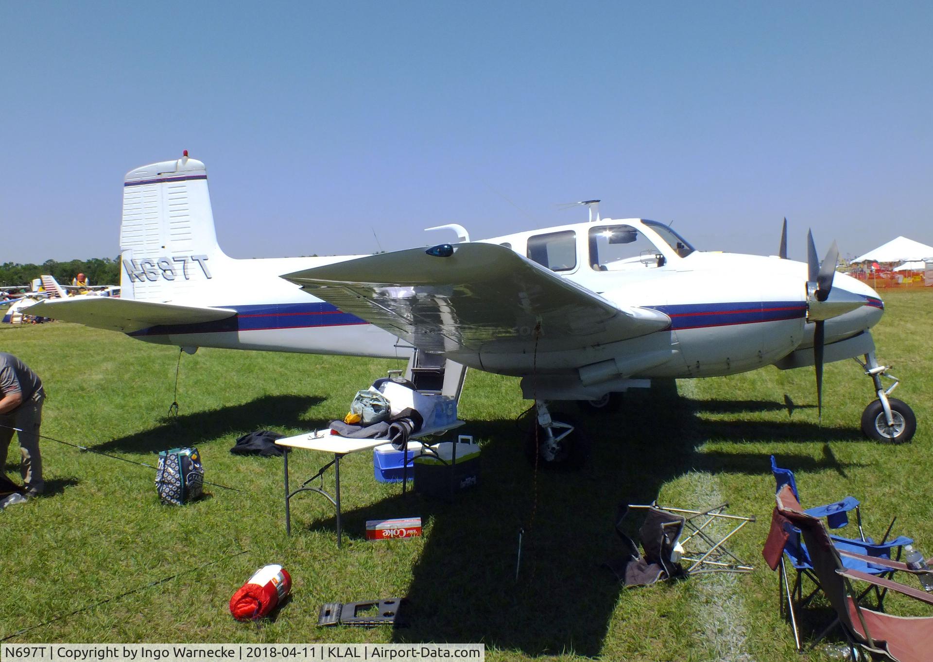 N697T, 1960 Beech D50C Twin Bonanza C/N DH-252, Beechcraft D50C Twin Bonanza at 2018 Sun 'n Fun, Lakeland FL