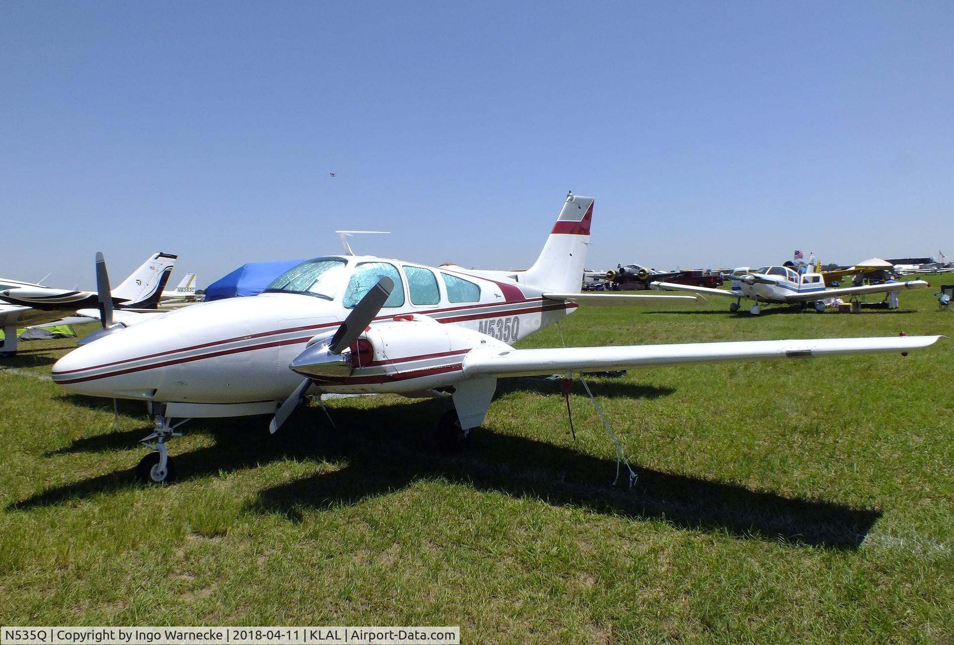 N535Q, 1968 Beech D55 Baron C/N TE-609, Beechcraft D55 Baron at 2018 Sun 'n Fun, Lakeland FL