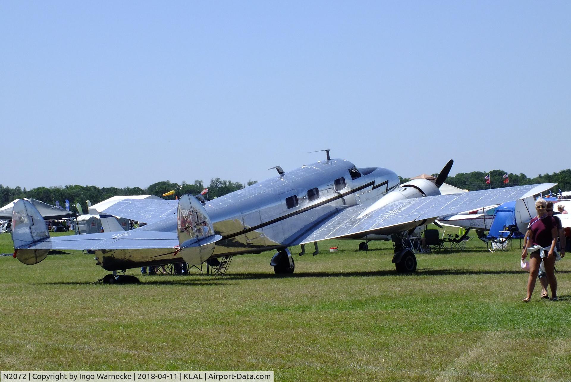N2072, 1936 Lockheed 12A Electra Junior C/N 1208, Lockheed 12A Electra Junior at 2018 Sun 'n Fun, Lakeland FL